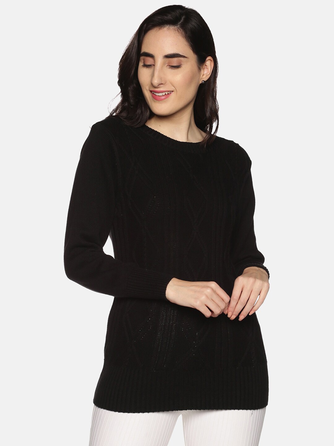 

DAiSY Women Black Cotton Pullover