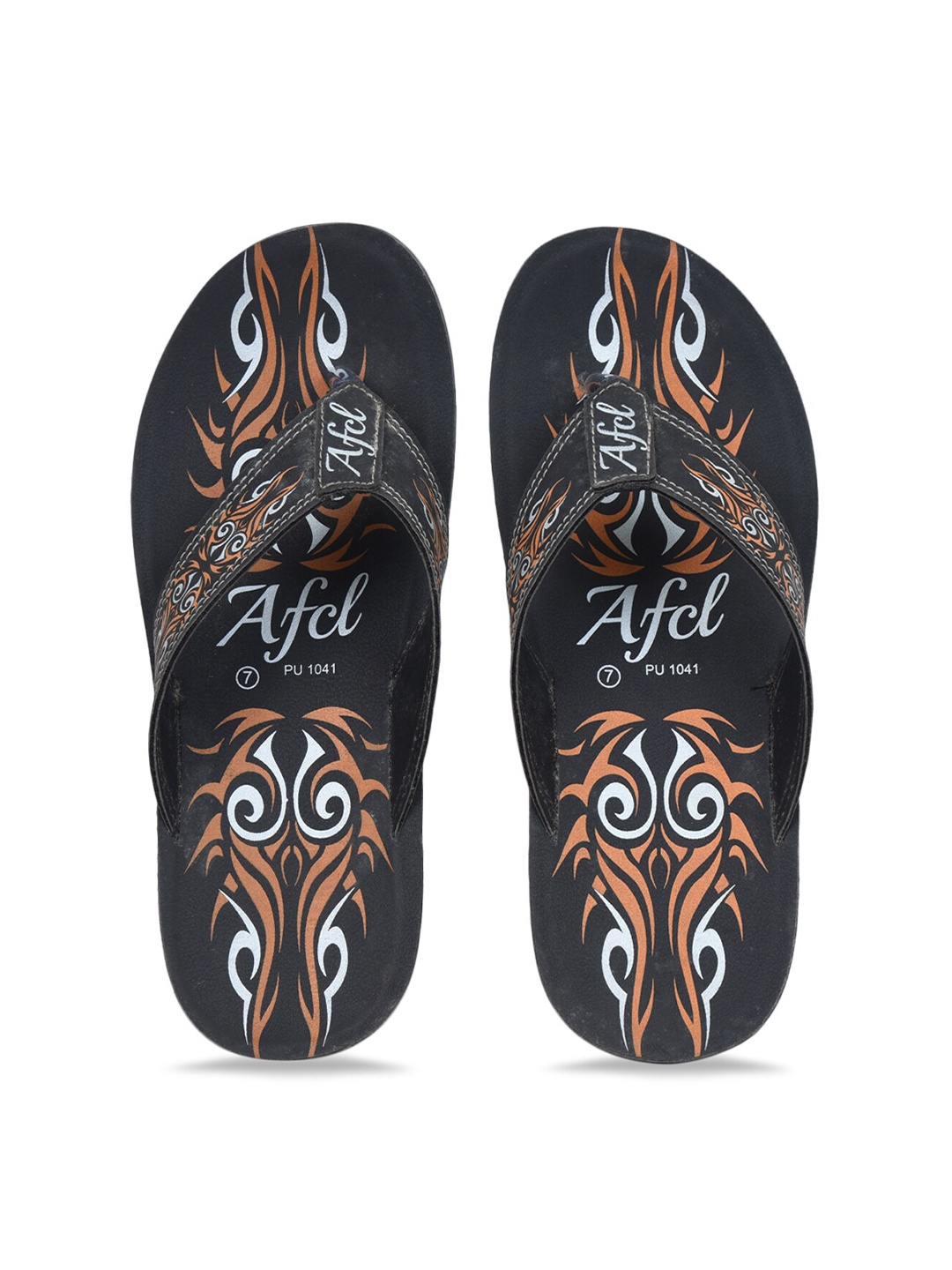 

Ajanta Men Black Printed Thong Flip Flops