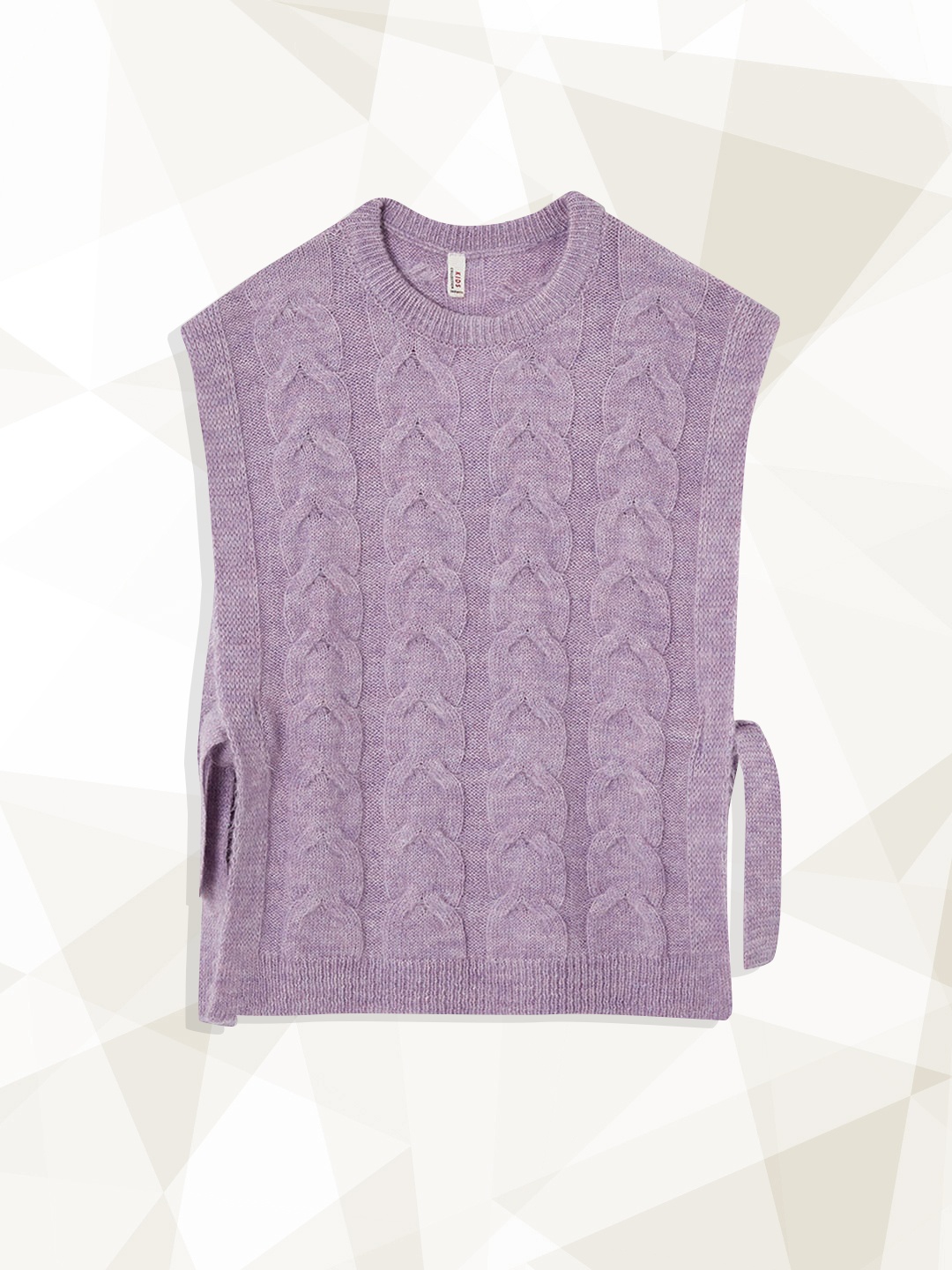

DeFacto Girls Purple Cable Knit Sweater Vest with Tie Up