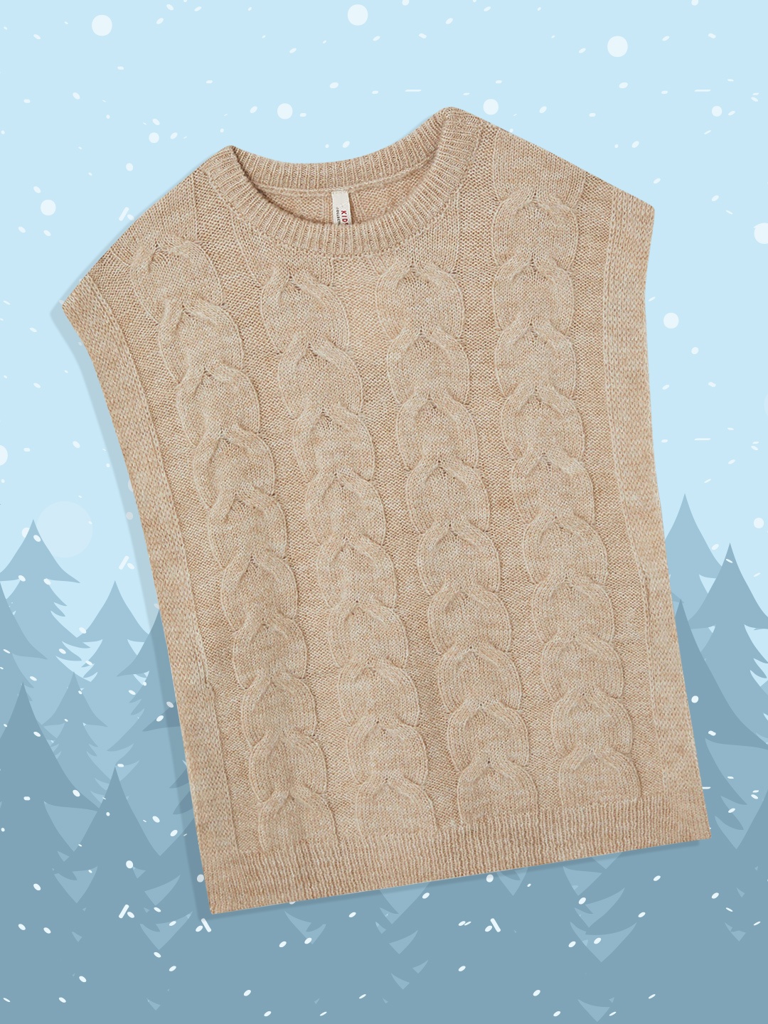 

DeFacto Girls Beige Cable Knit Sweater Vest with Tie Up