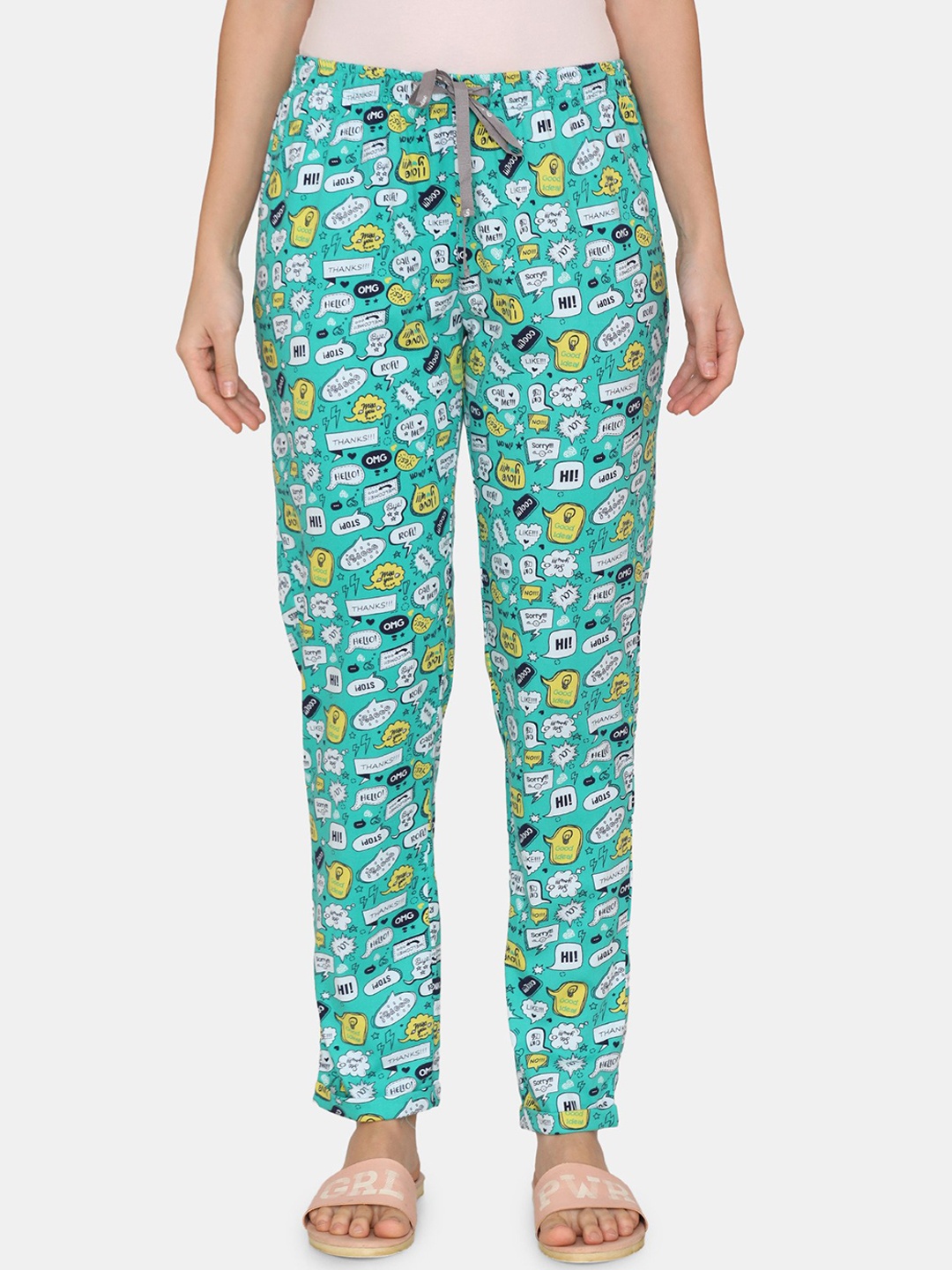 

Rosaline by Zivame Women Green Printed Lounge Pants