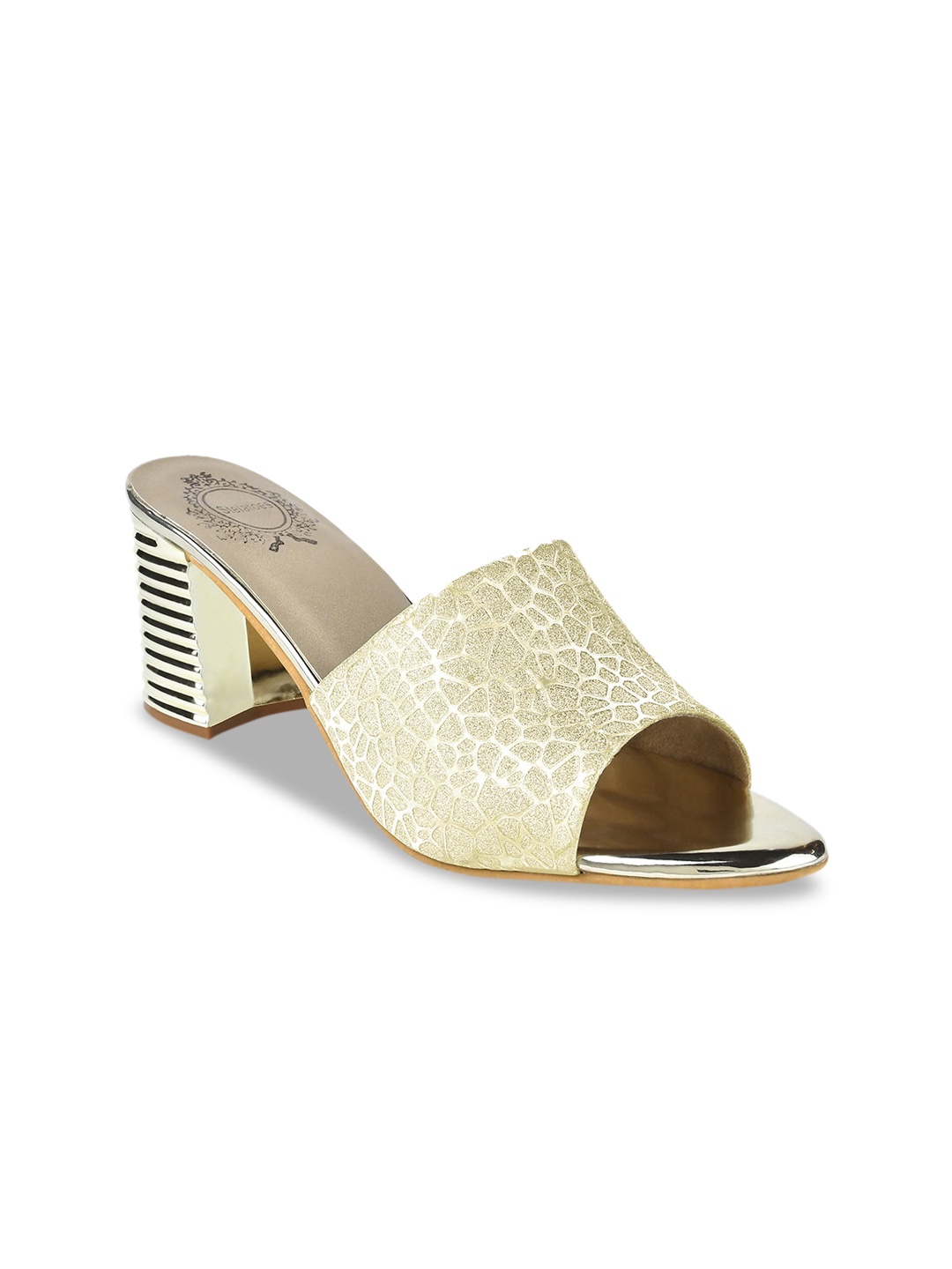 

Stelatoes Gold-Toned PU Party Block Peep Toes