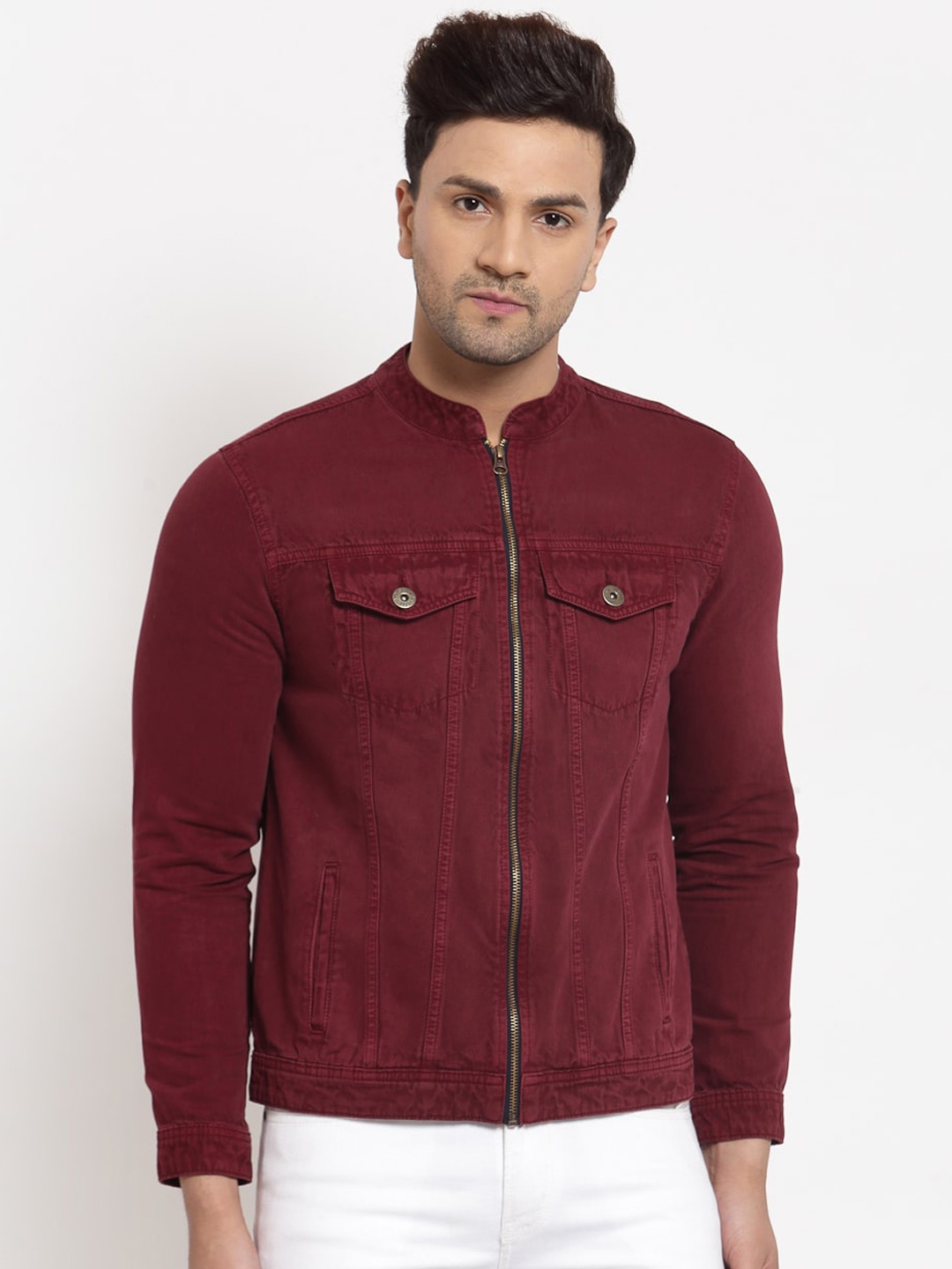 

Style Quotient Men Maroon Denim Jacket