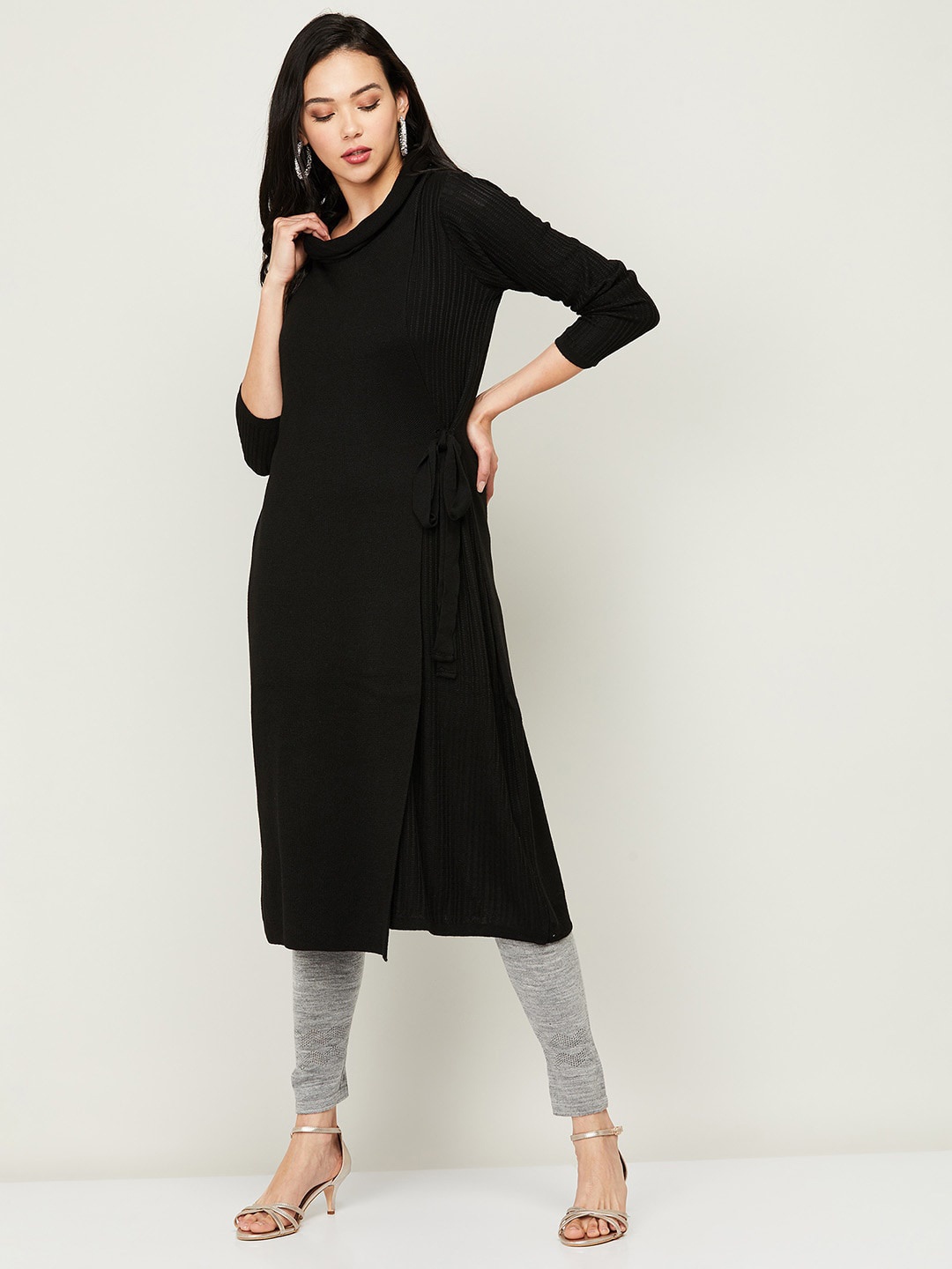 

Colour Me by Melange Women Black Solid Acrylic Tunic
