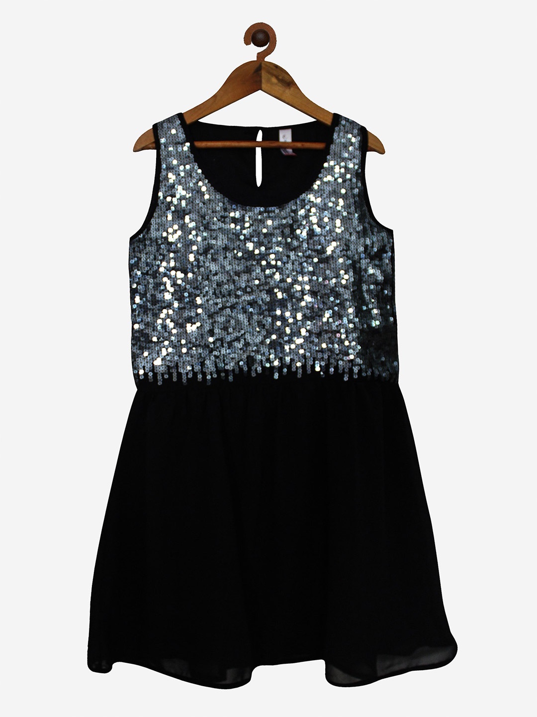

KiddoPanti Girls Black Georgette Sequined Dress