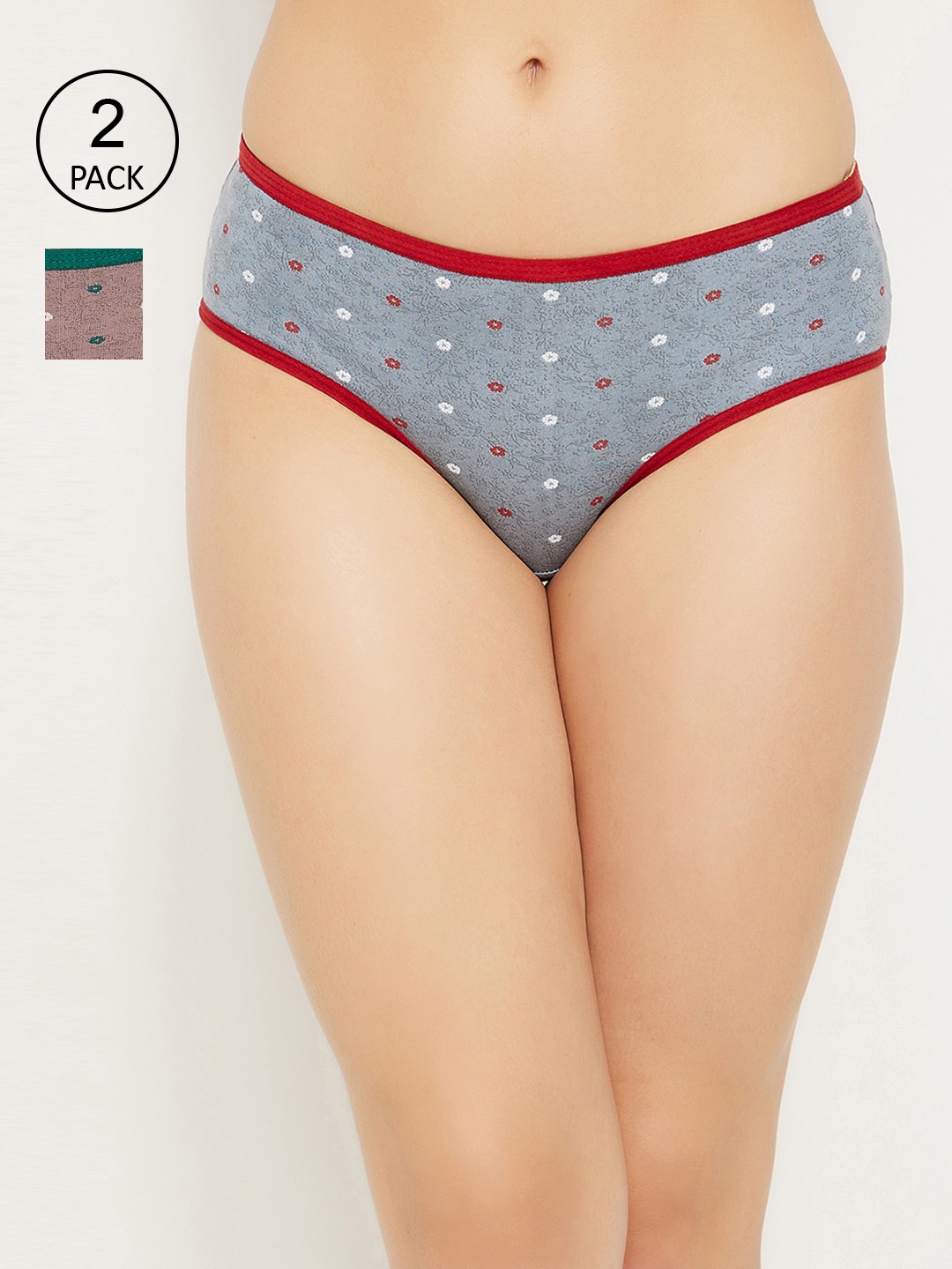 

Clovia Pack of 2 Grey Printed Hipster Briefs COMPN1201S