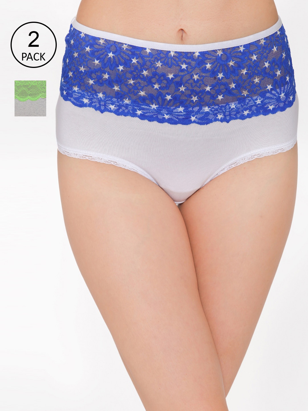 

Clovia Pack of 2 Cotton High Waist Hipster Briefs, White