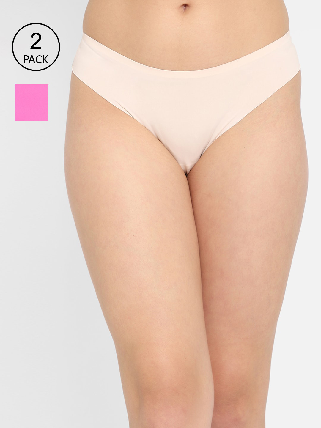 

Clovia Women Pack Of 2 Solid Seamless Bikini Briefs, Pink
