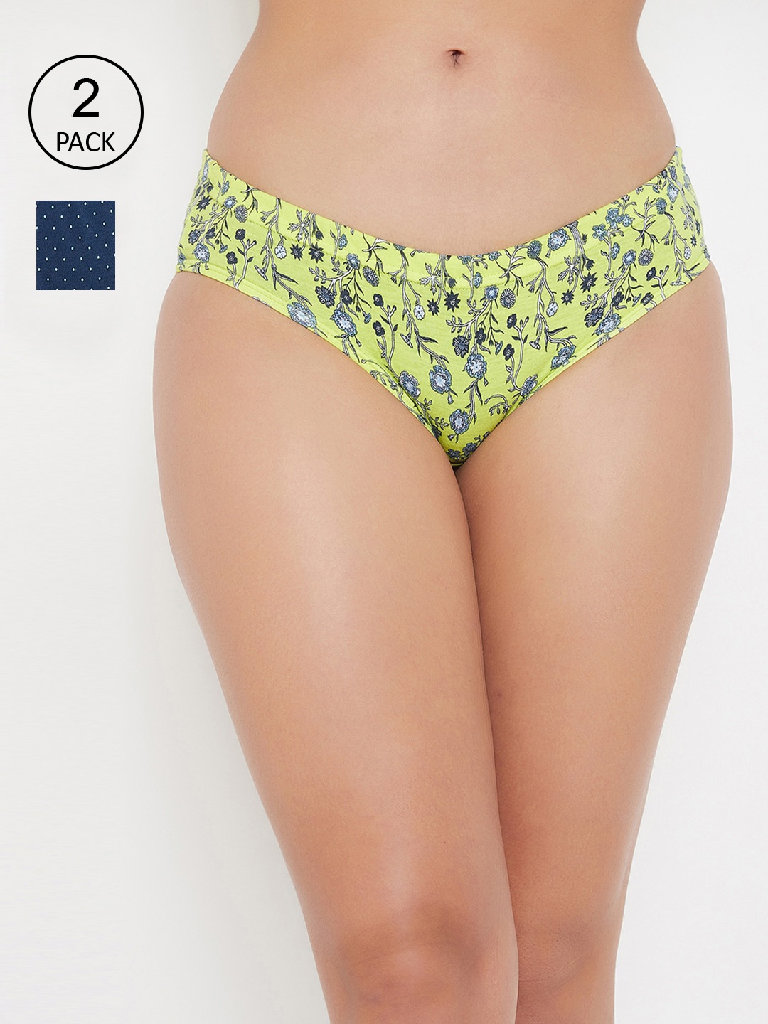 

Clovia Pack of 2 Yellow & Blue Printed Hipster Briefs COMPN1228S