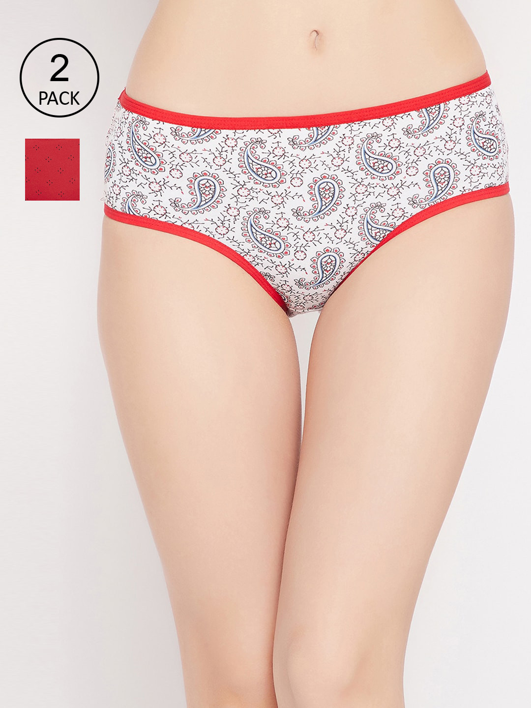 

Clovia Pack Of 2 Printed Cotton Hipster Briefs - COMPN1230S, Multi