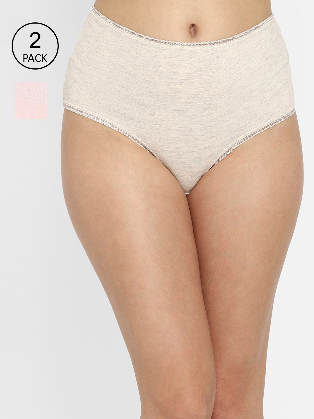 

Clovia Woman Pack of 2 Multicoloured Cotton High Waist Hipster Panty, Multi