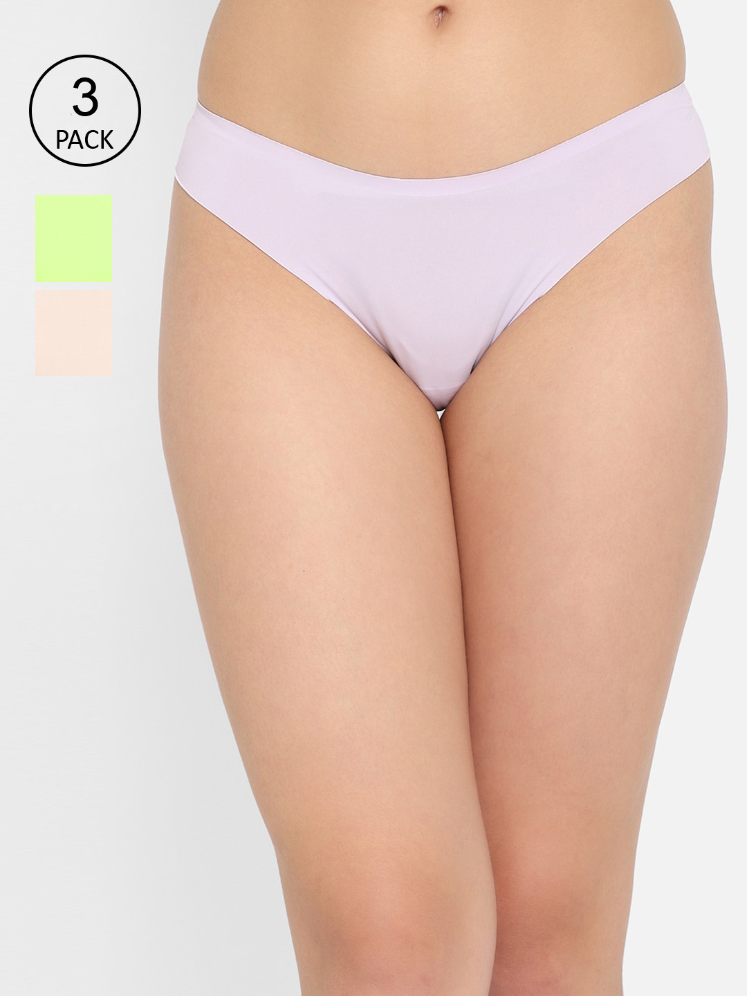 

Clovia Women Pack Of 3 Solid Low Waist Bikini Briefs, Purple