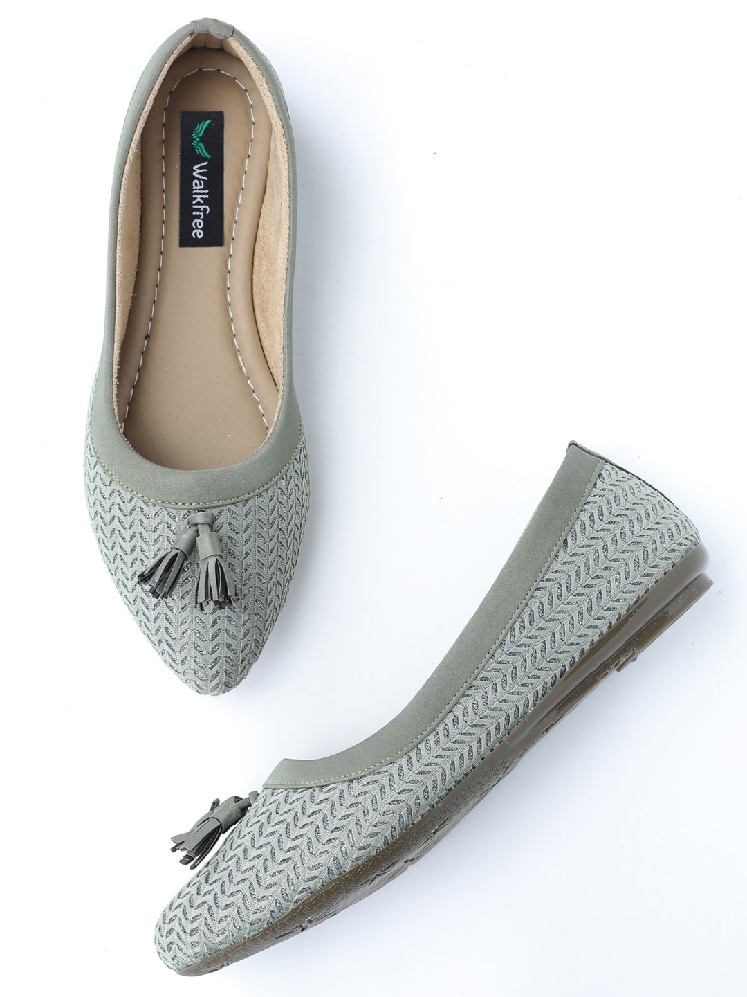 

Walkfree Women Green Ballerinas with Tassels Flats