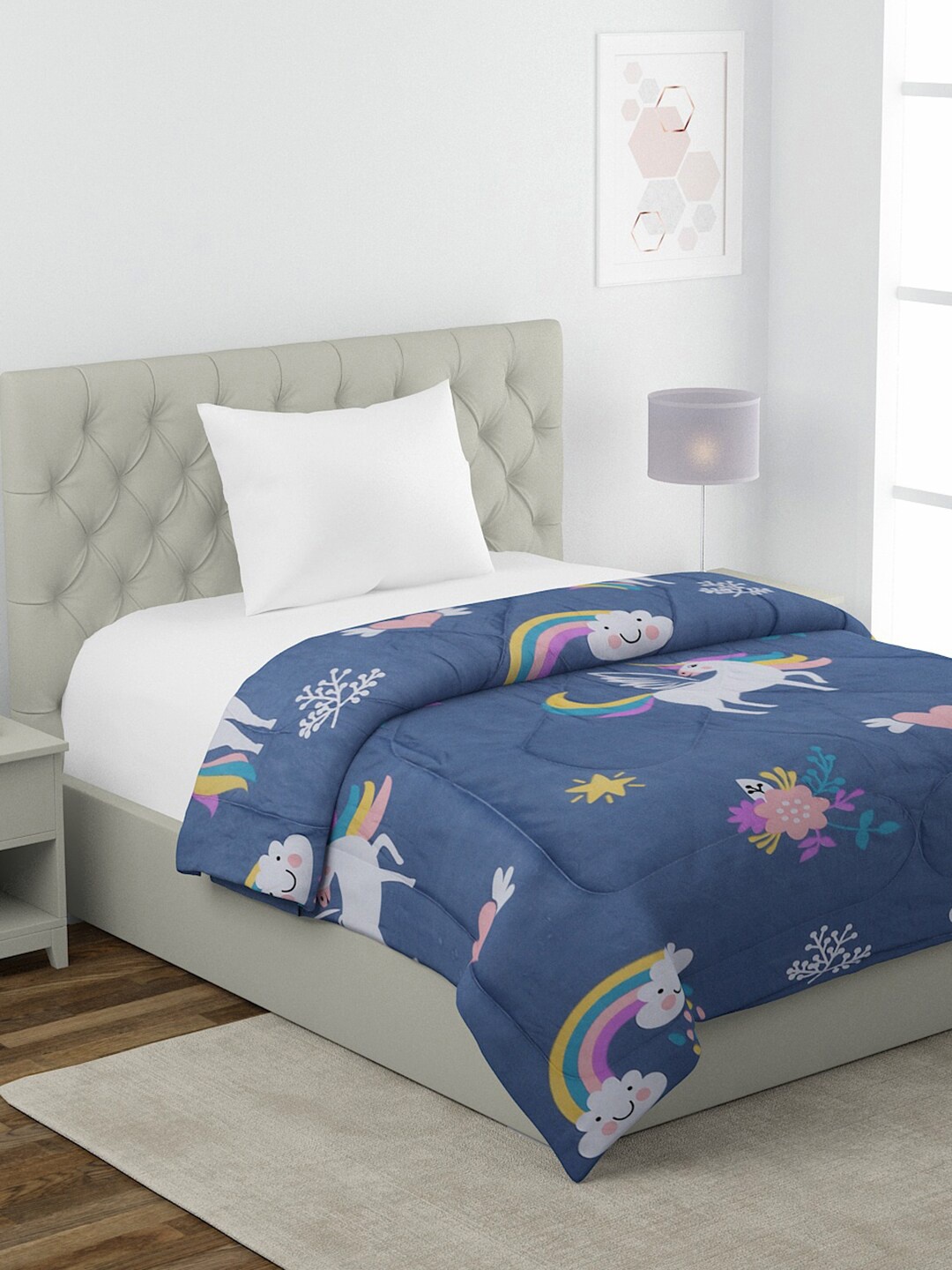 

HOSTA HOMES Grey & Pink Cartoon Characters Heavy Winter 210 GSM Single Bed Comforter