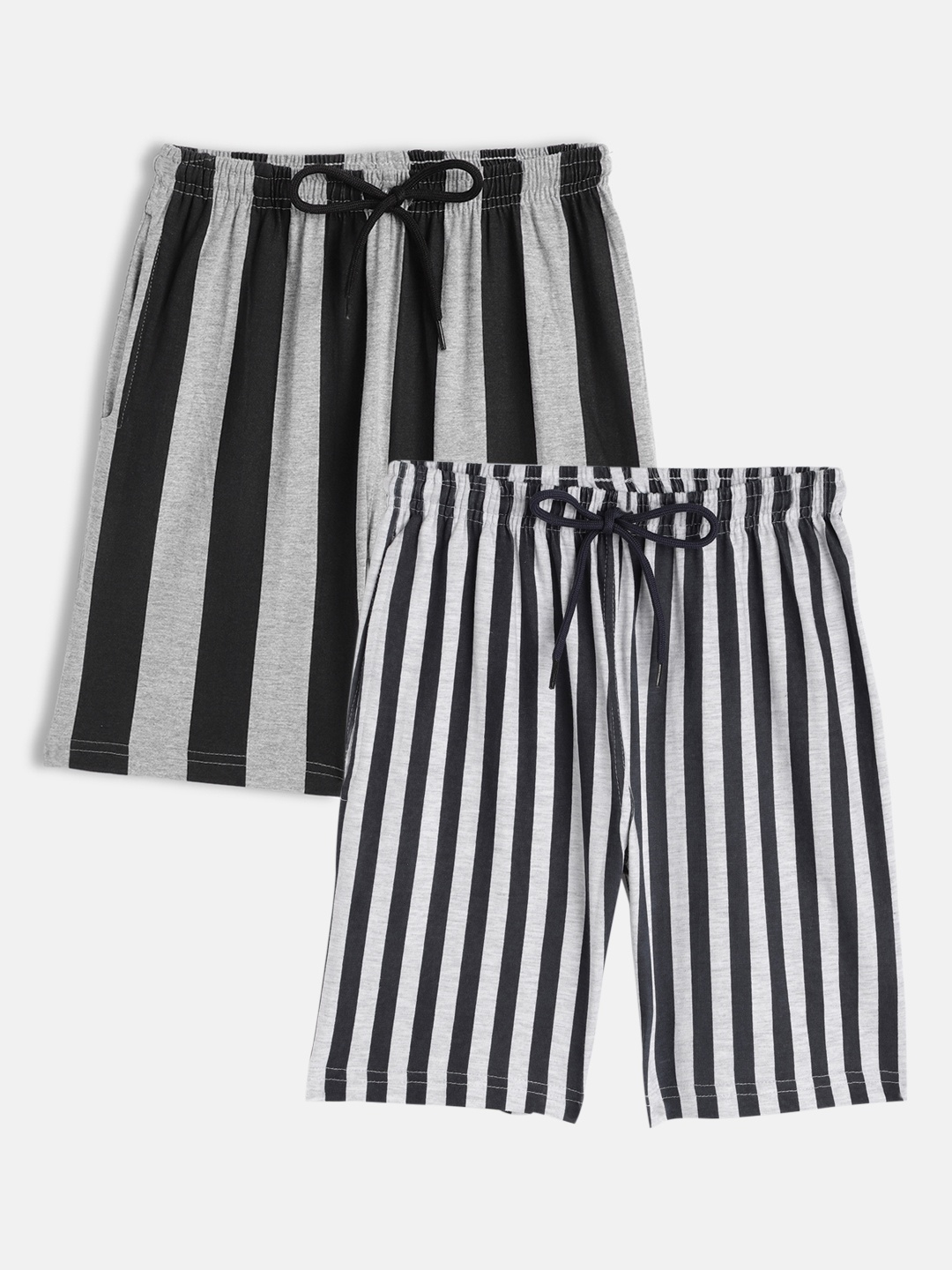 

SEYBIL Girls Grey Pack of 2 Printed Lounge Shorts, Grey melange