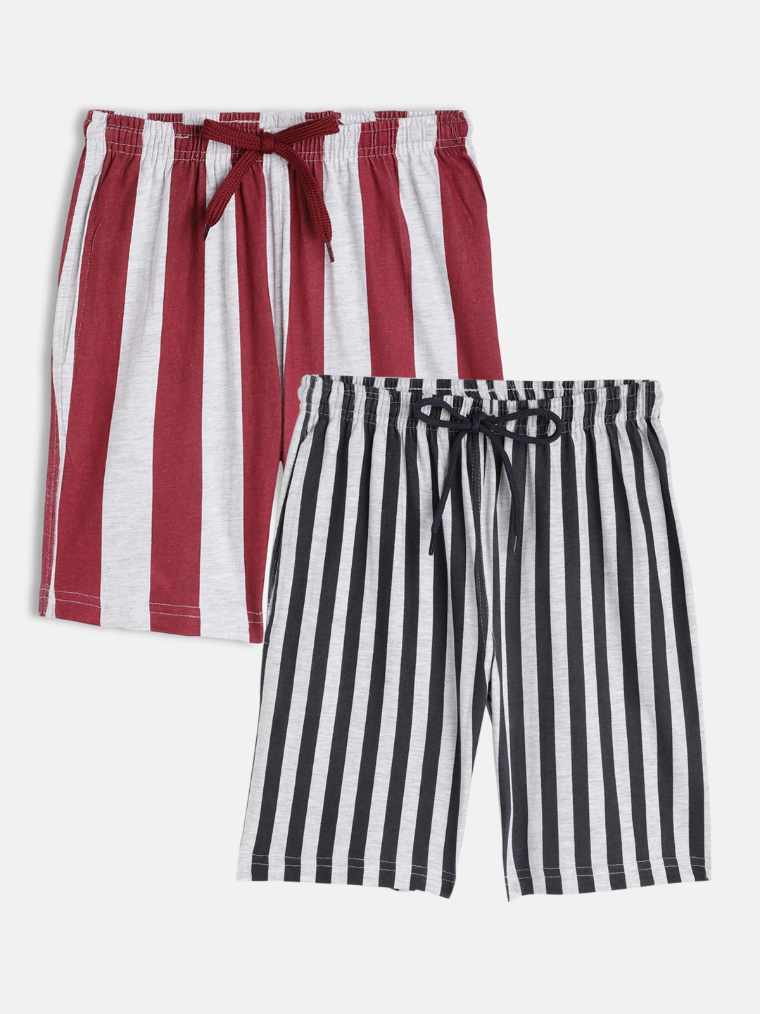 

SEYBIL Girls Set of 2 Striped Lounge Shorts, Grey melange