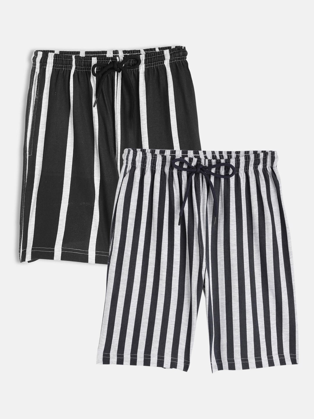 

SEYBIL Girls Grey Melange & Blue 2 Printed Lounge Shorts