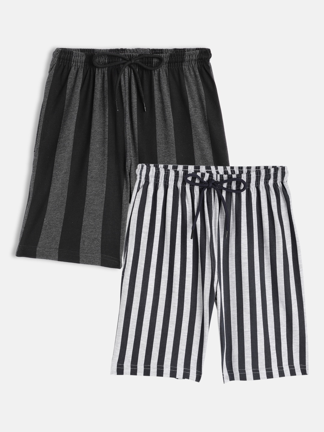 

SEYBIL Girls Grey Pack of 2 Striped Lounge Shorts