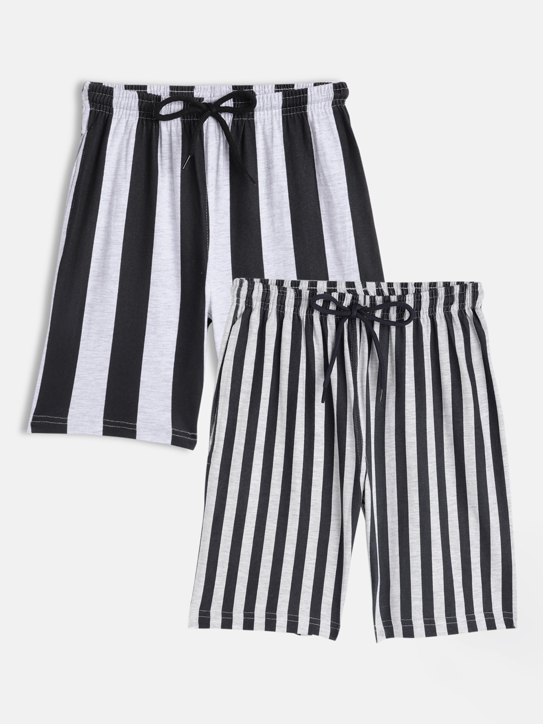 

SEYBIL Girls Pack Of 2 Grey & White Striped Lounge Shorts