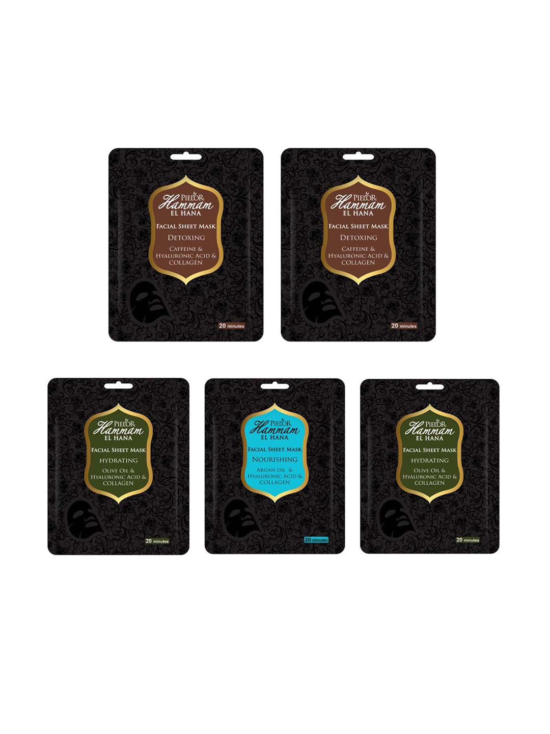 

PIELOR Hammam El Hana Pack Of 5 Facial Sheet Mask, Multi