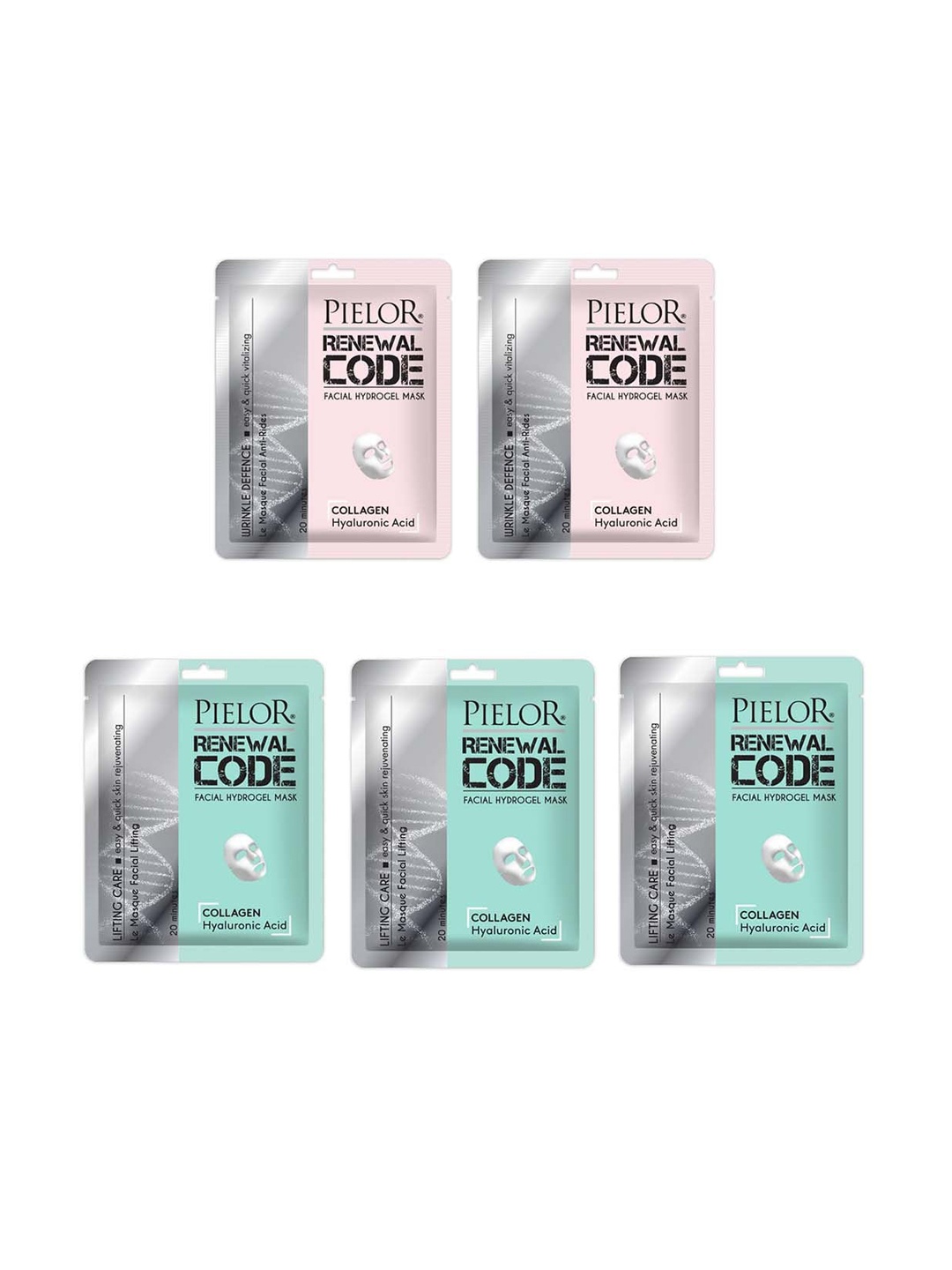 

PIELOR Set of 5 Renewal Code Facial Hydrogel Mask, Multi