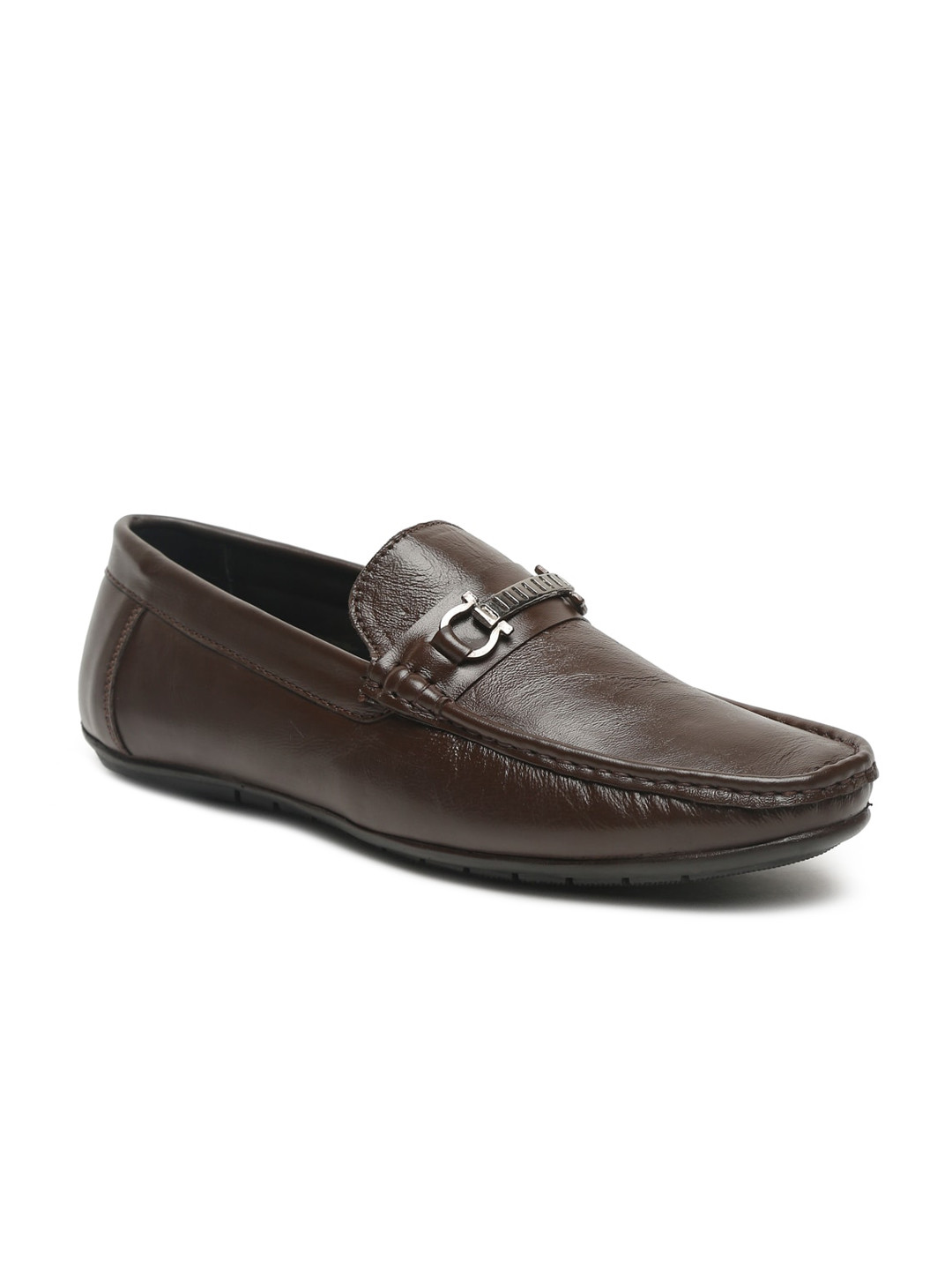 

Teakwood Leathers Men Brown Textured Leather Formal Loafers