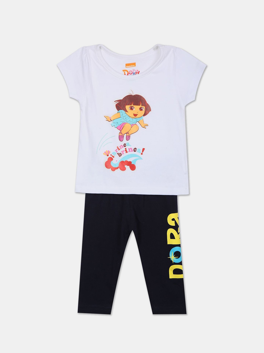 

Colt Girls White Printed Tshirt and Lounge Pants