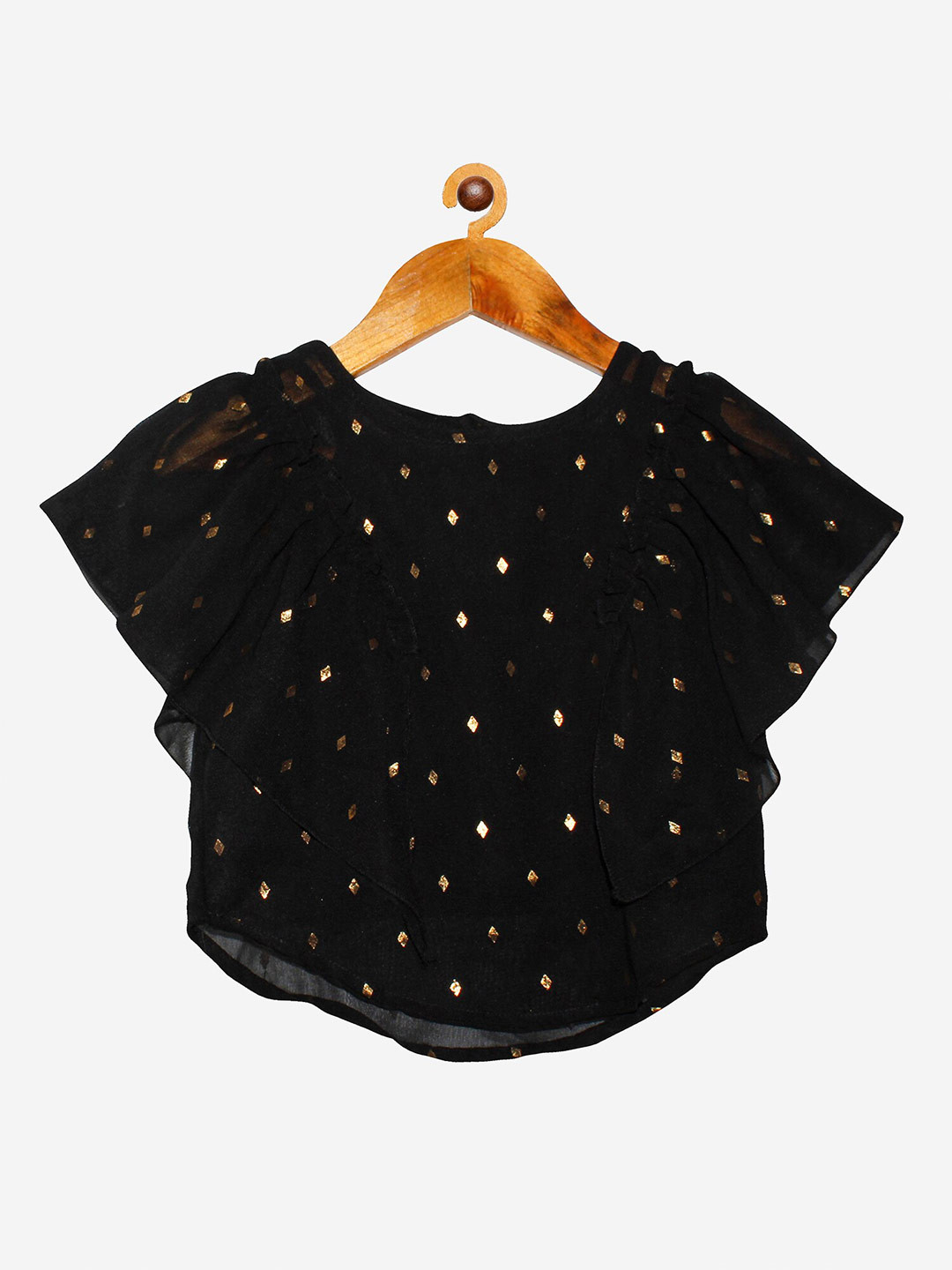 

KiddoPanti Black Floral Print Georgette Top