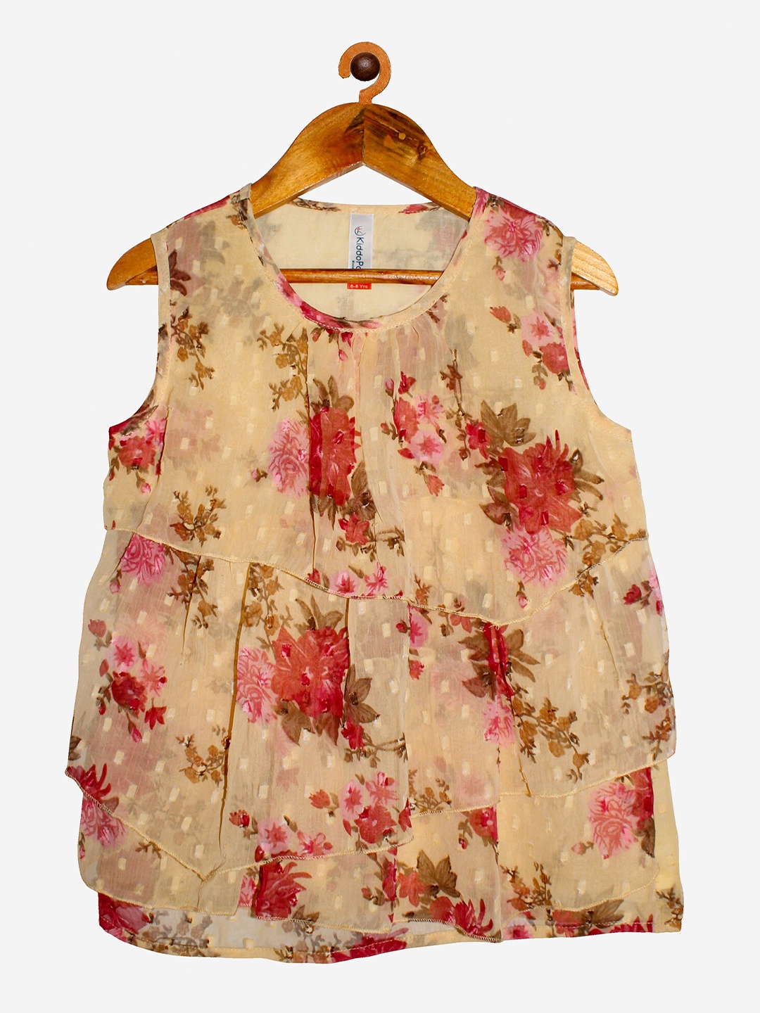 

KiddoPanti Yellow Floral Print Georgette Top