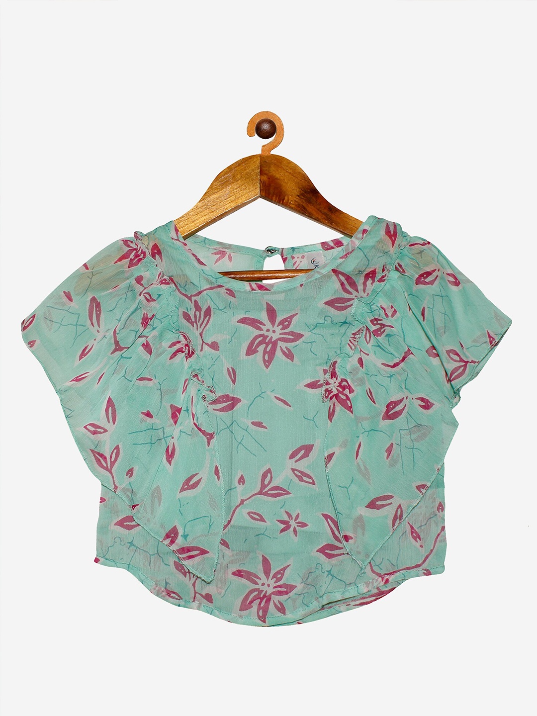 

KiddoPanti Green Floral Print Georgette Top