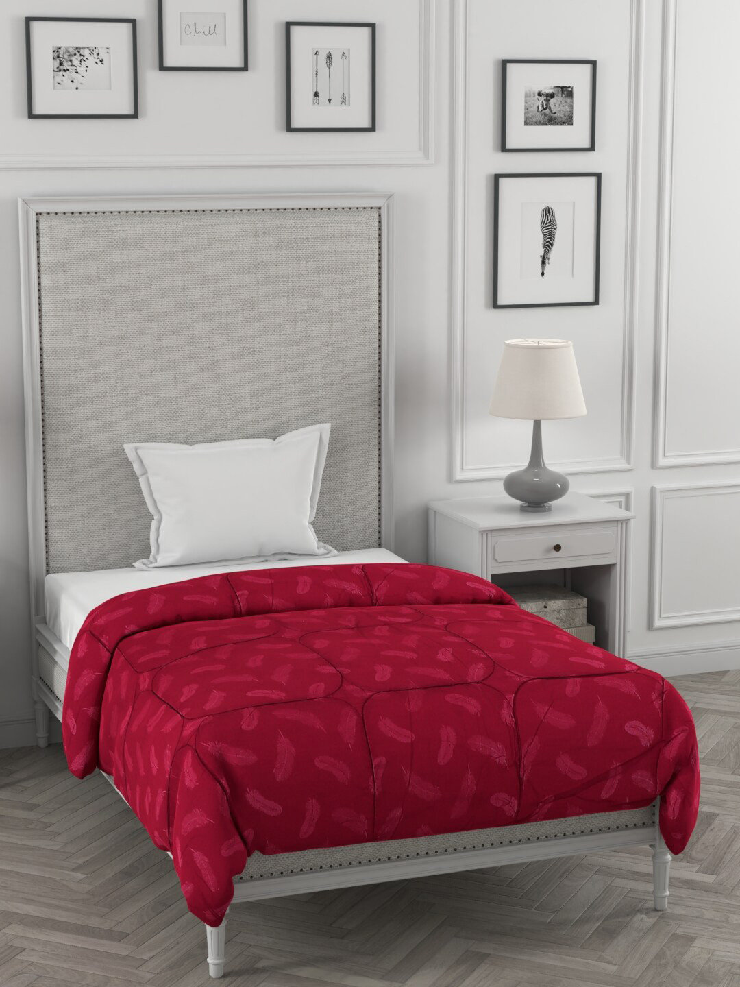 

A Homes Grace Maroon Floral Microfiber Heavy Winter 600 GSM Single Bed Comforter