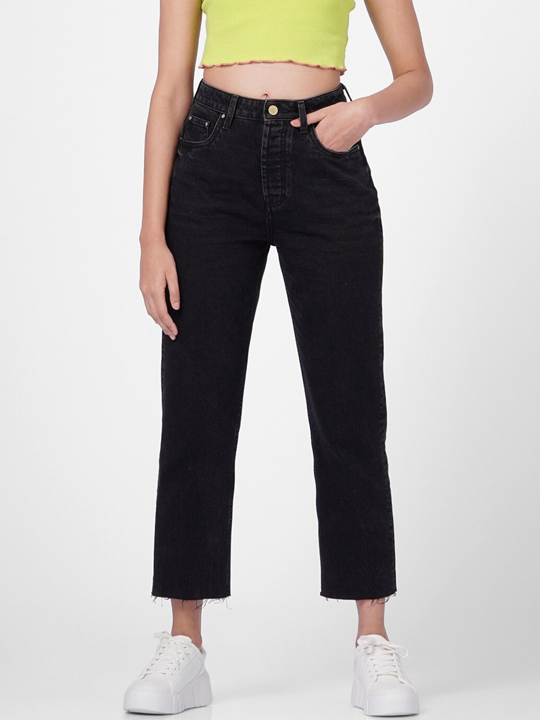 

ONLY Women Black Straight Fit High-Rise Jeans
