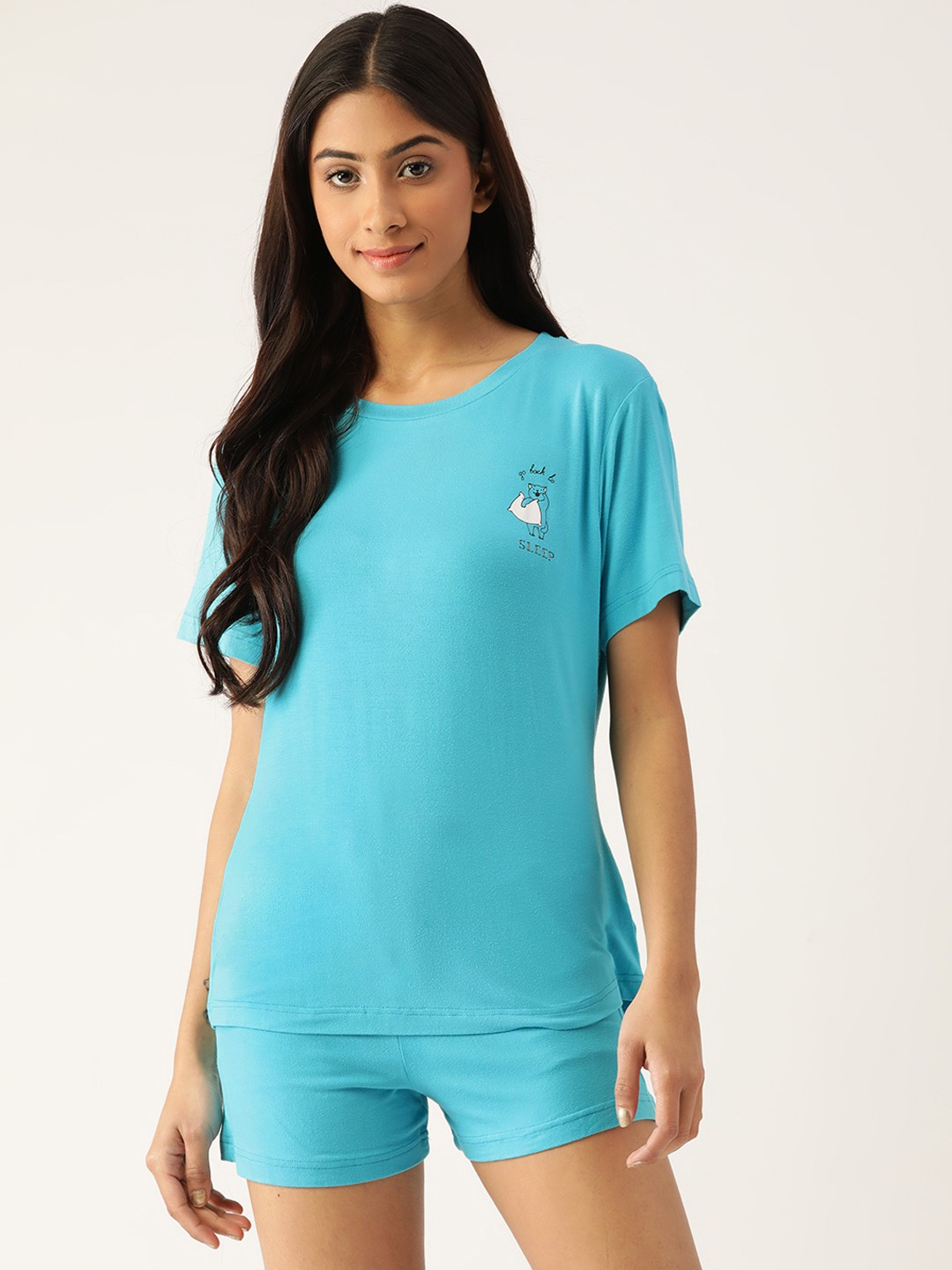 

HILL STREET Women Turquoise Blue Night suit