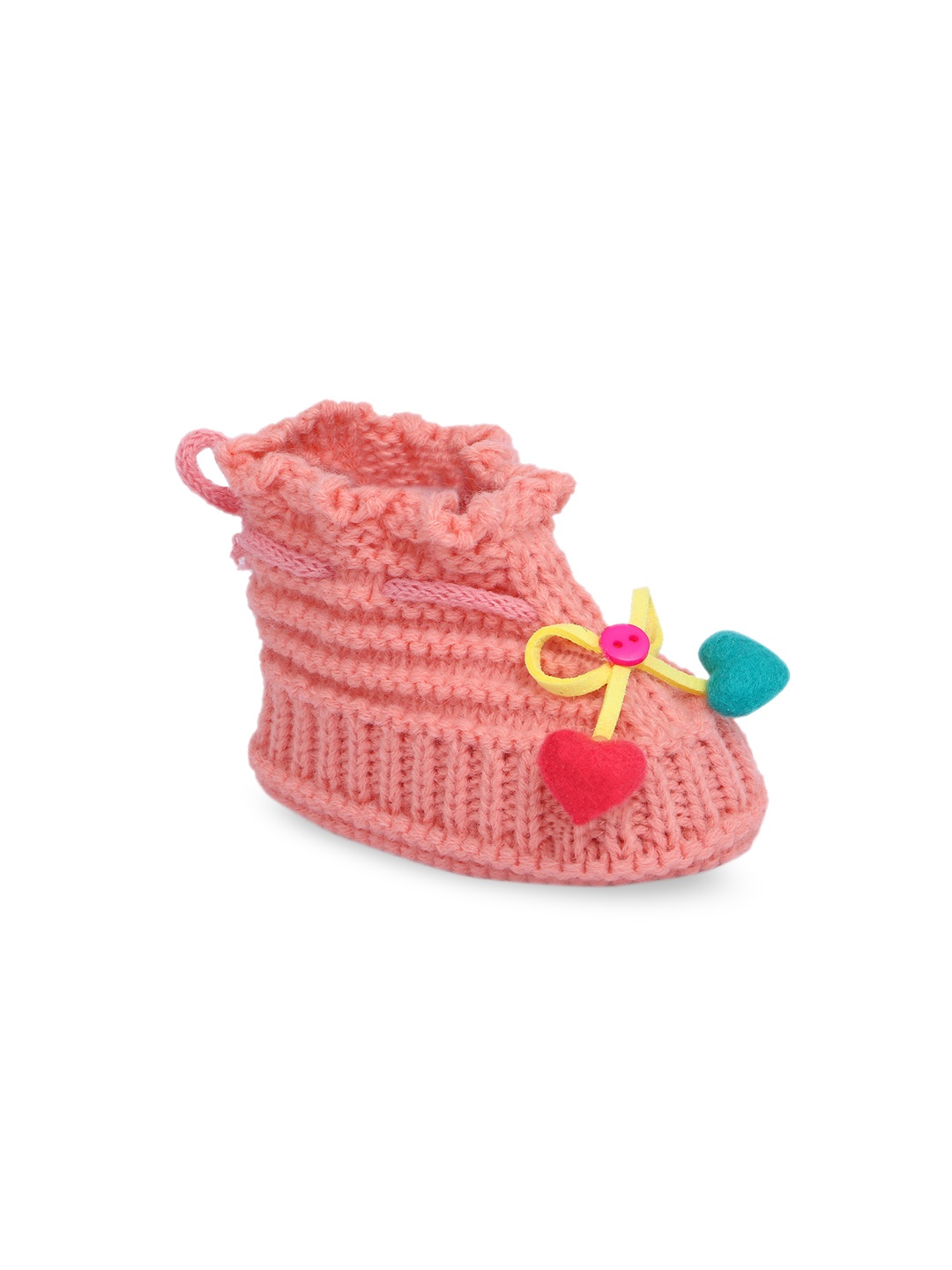 

Butterthief Kids Peach-Coloured Solid Woolen Booties