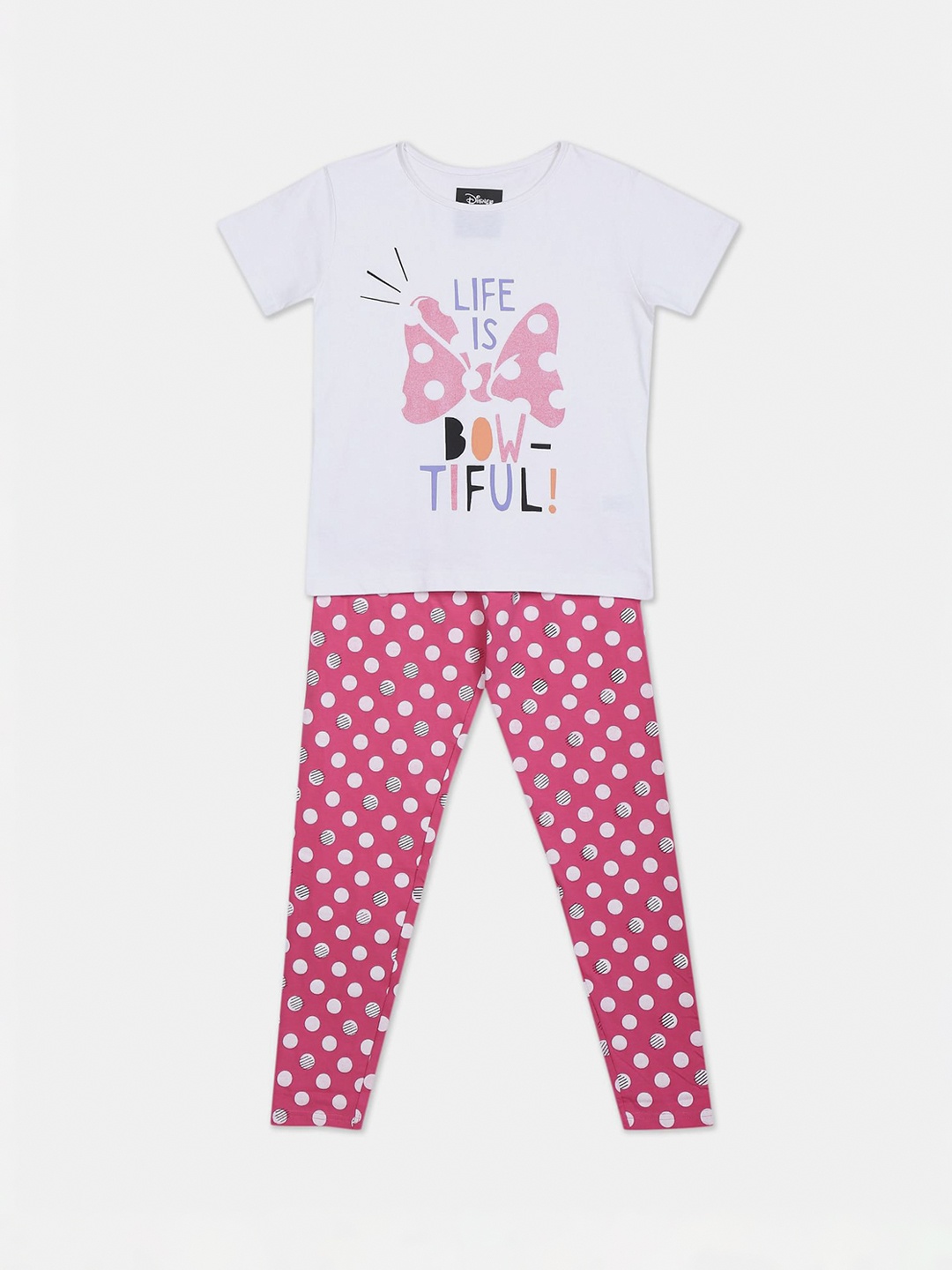 

Colt Girls White & Pink Printed Cotton Night Suit