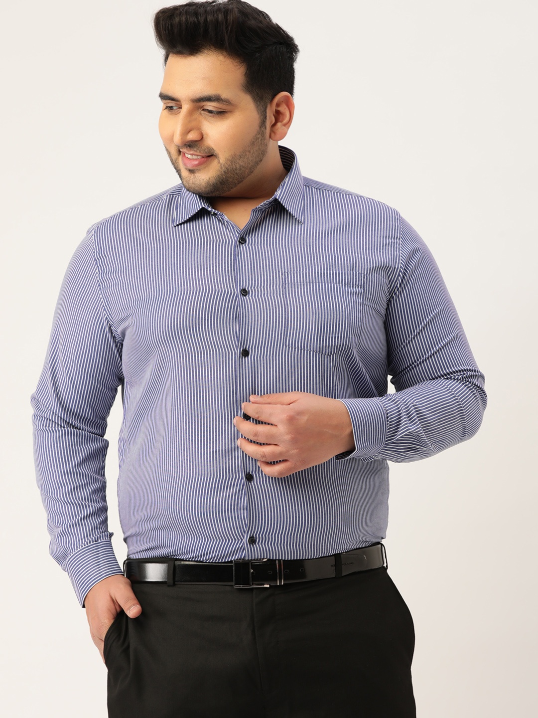

IVOC Plus Men Navy Blue Comfort Fit Striped Formal Shirt