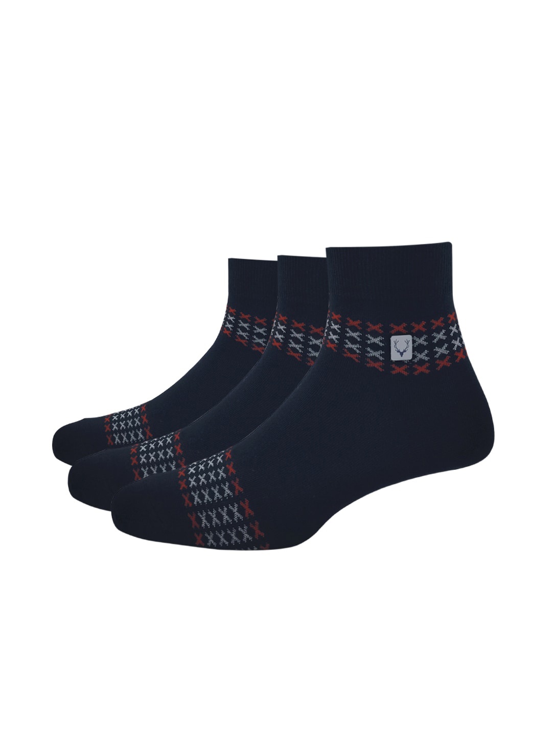 

Allen Solly Men Pack Of 3 Patterned Above Ankle-Length Socks, Navy blue