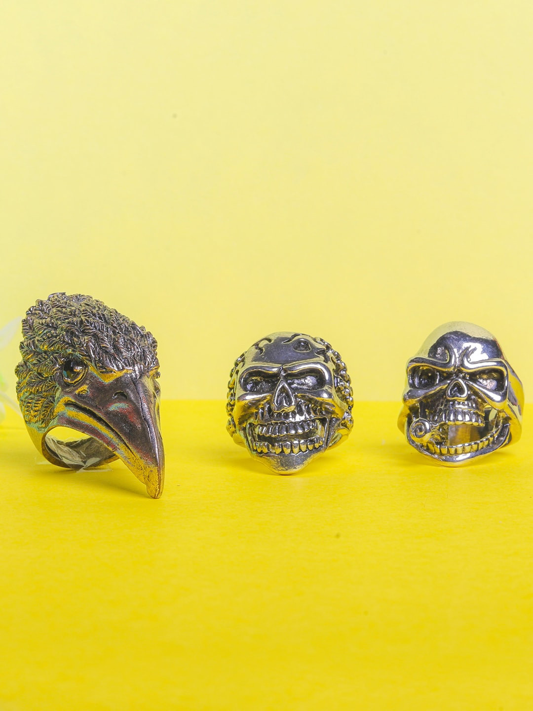 

JEWEL JUNCTION Men Set Of 3 Silver-Plated Finger Rings