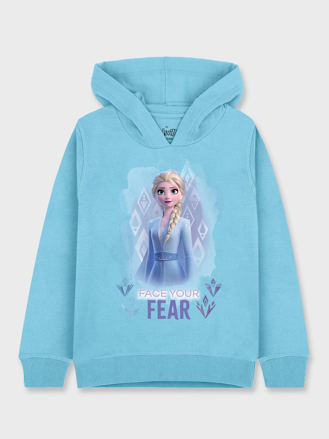 

Kids Ville Girls Blue Frozen Printed Hooded Sweatshirt