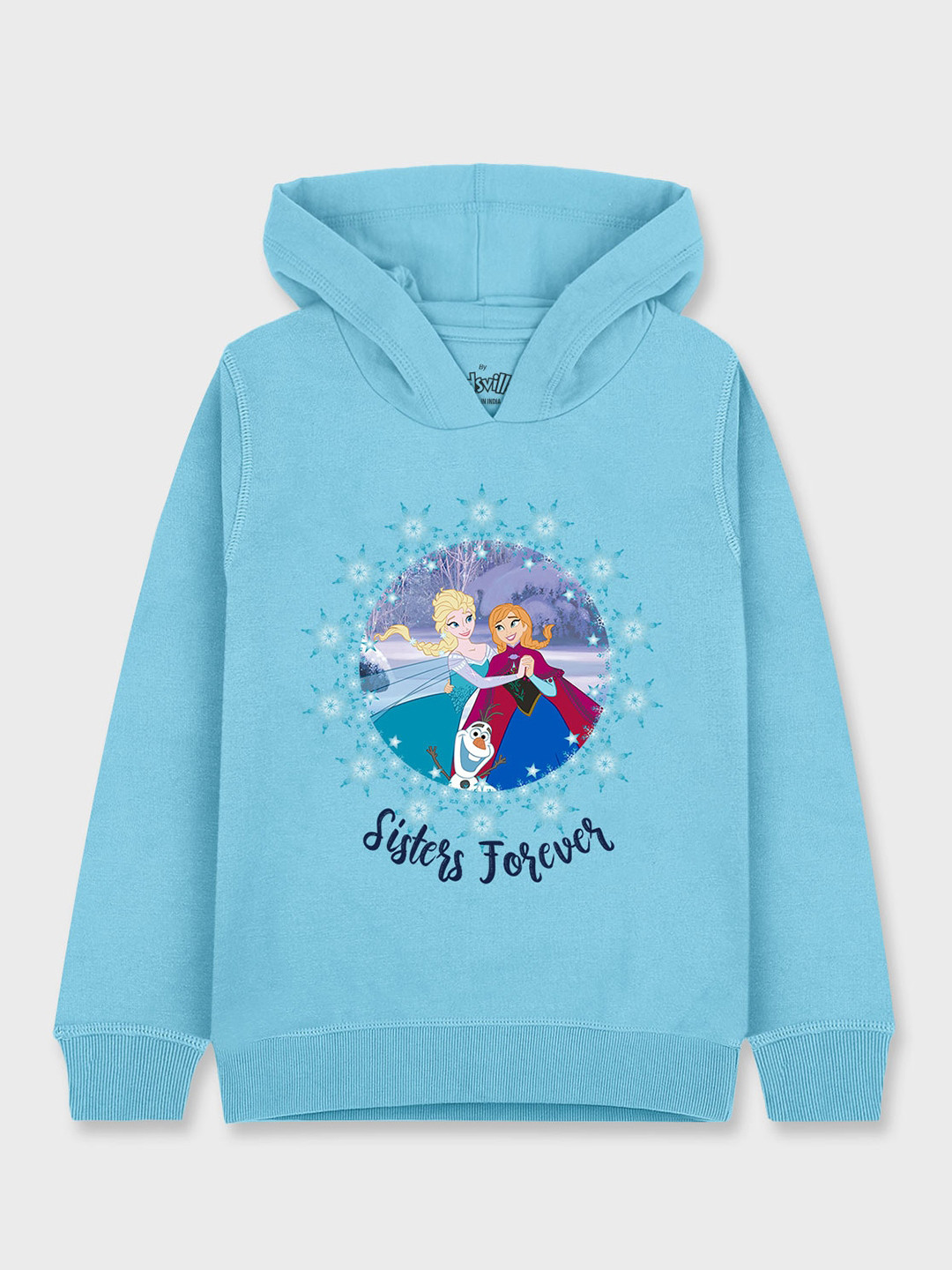 

Kids Ville Girls Blue Frozen Printed Hooded Sweatshirt