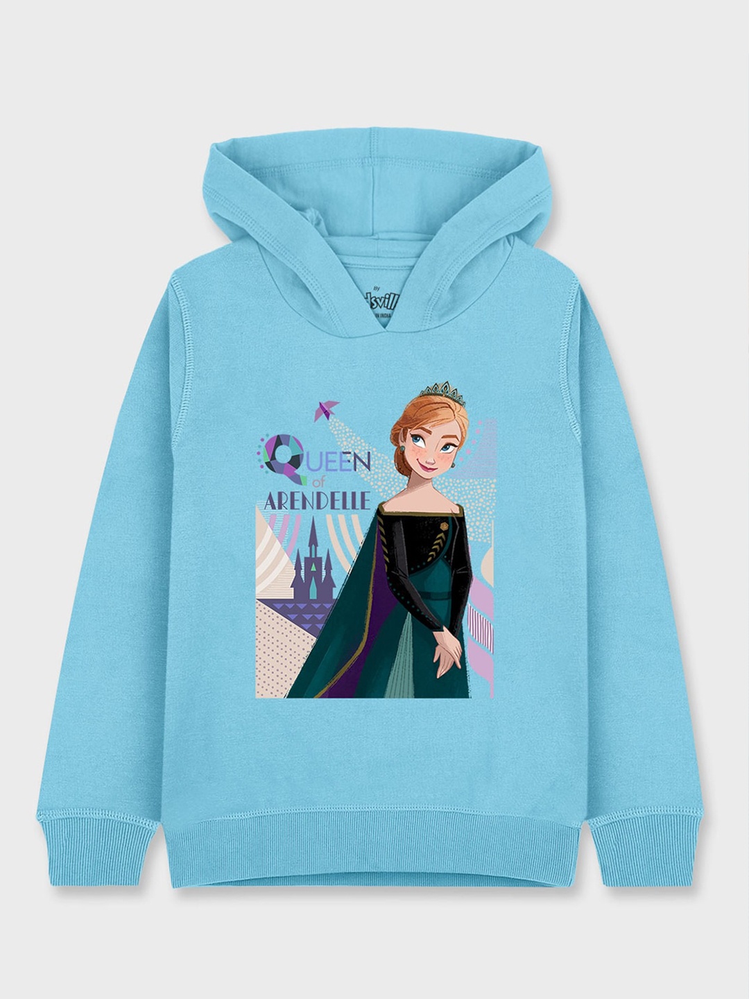 

Kids Ville Girls Blue Frozen Printed Hooded Sweatshirt