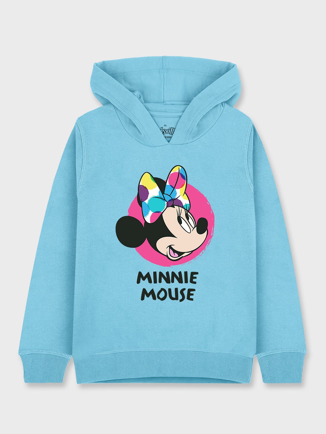 

Kids Ville Mickey & Friends Girls Blue Printed Hooded Sweatshirt