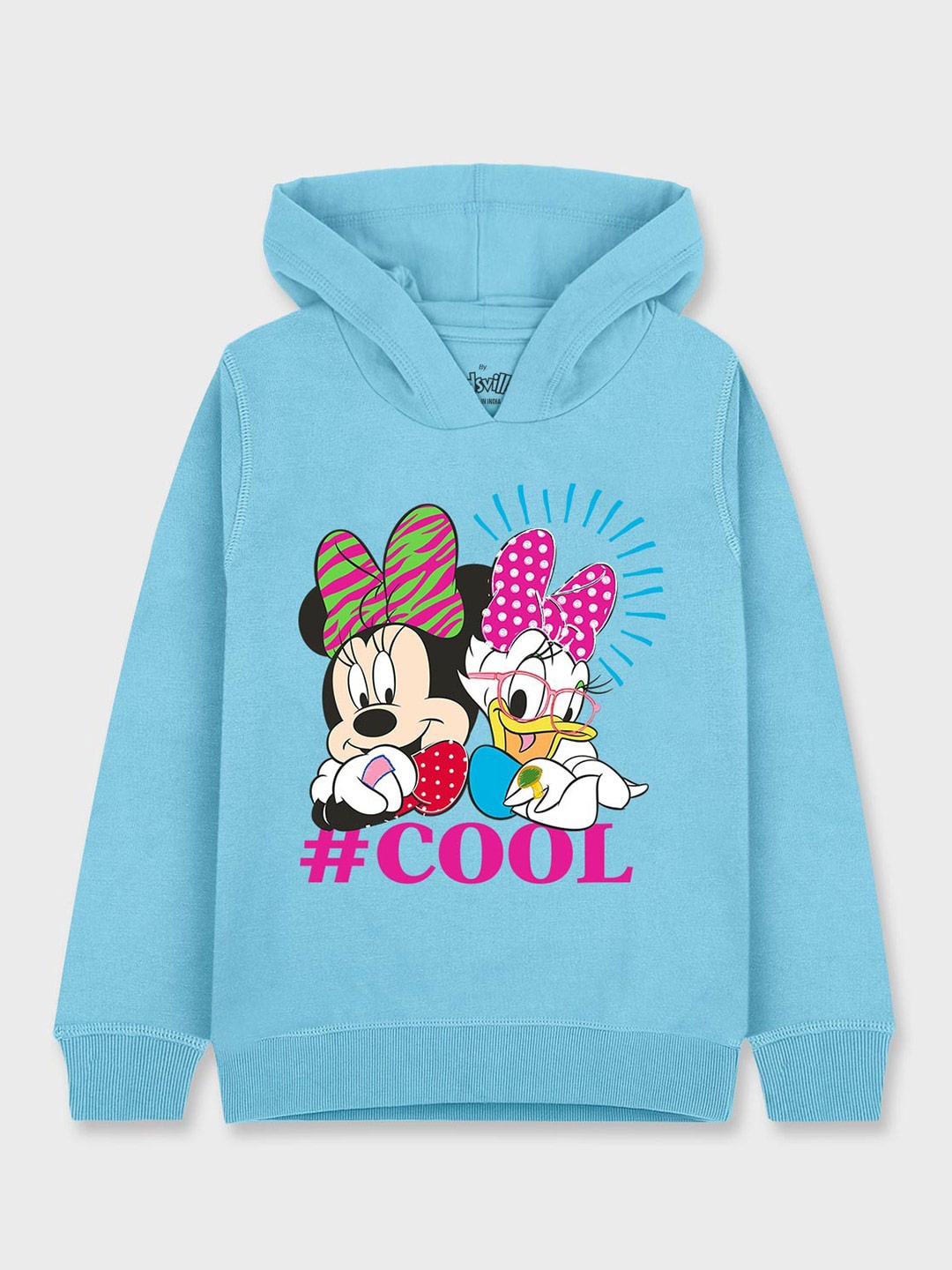 

Kids Ville Mickey & Friends Girls Blue Printed Hooded Sweatshirt