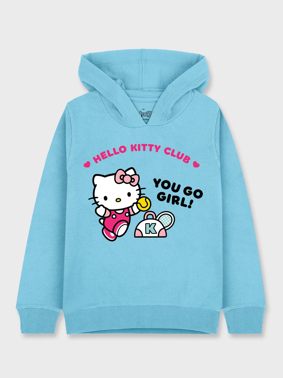 

Kids Ville Girls Blue Hello Kitty Printed Hooded Sweatshirt
