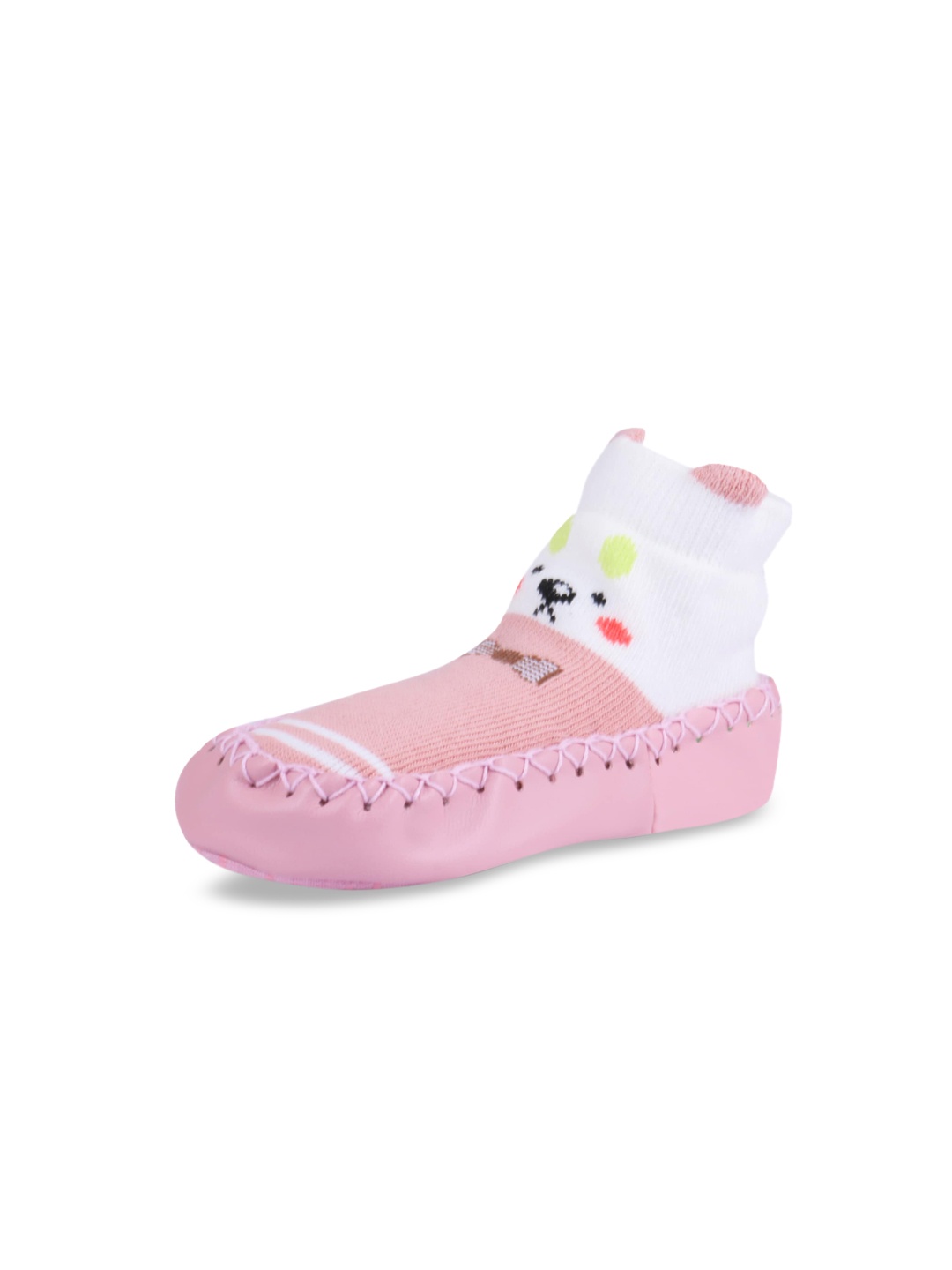 

Butterthief Infant Kids Pink & White Printed Cotton Booties