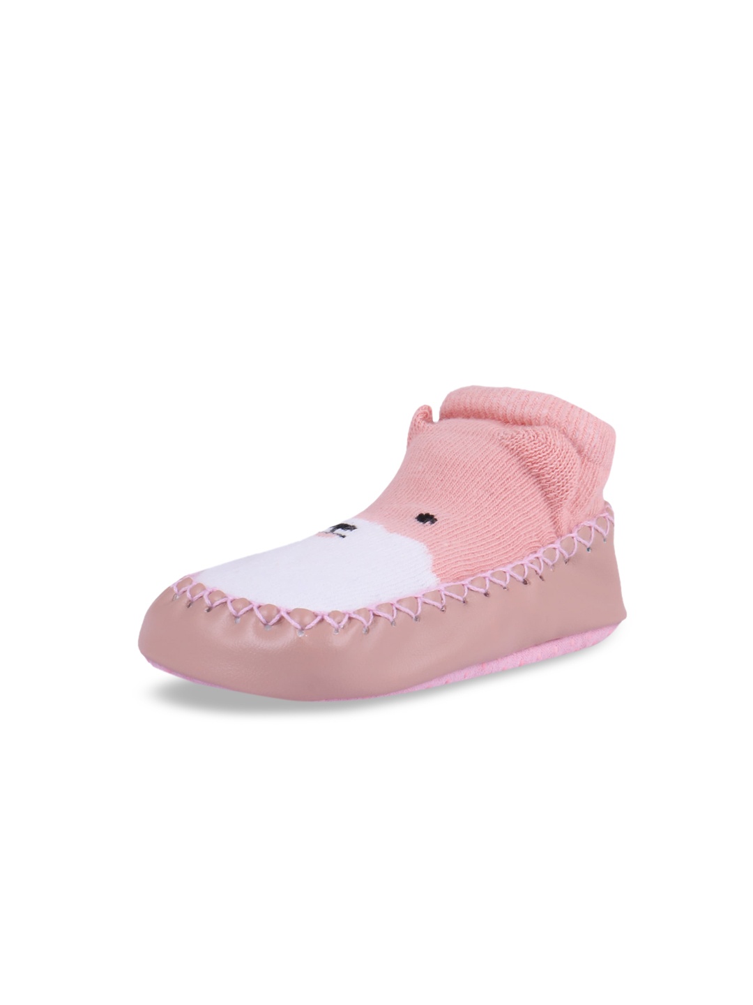 

Butterthief Infant Kids Pink & White Printed Cotton Booties