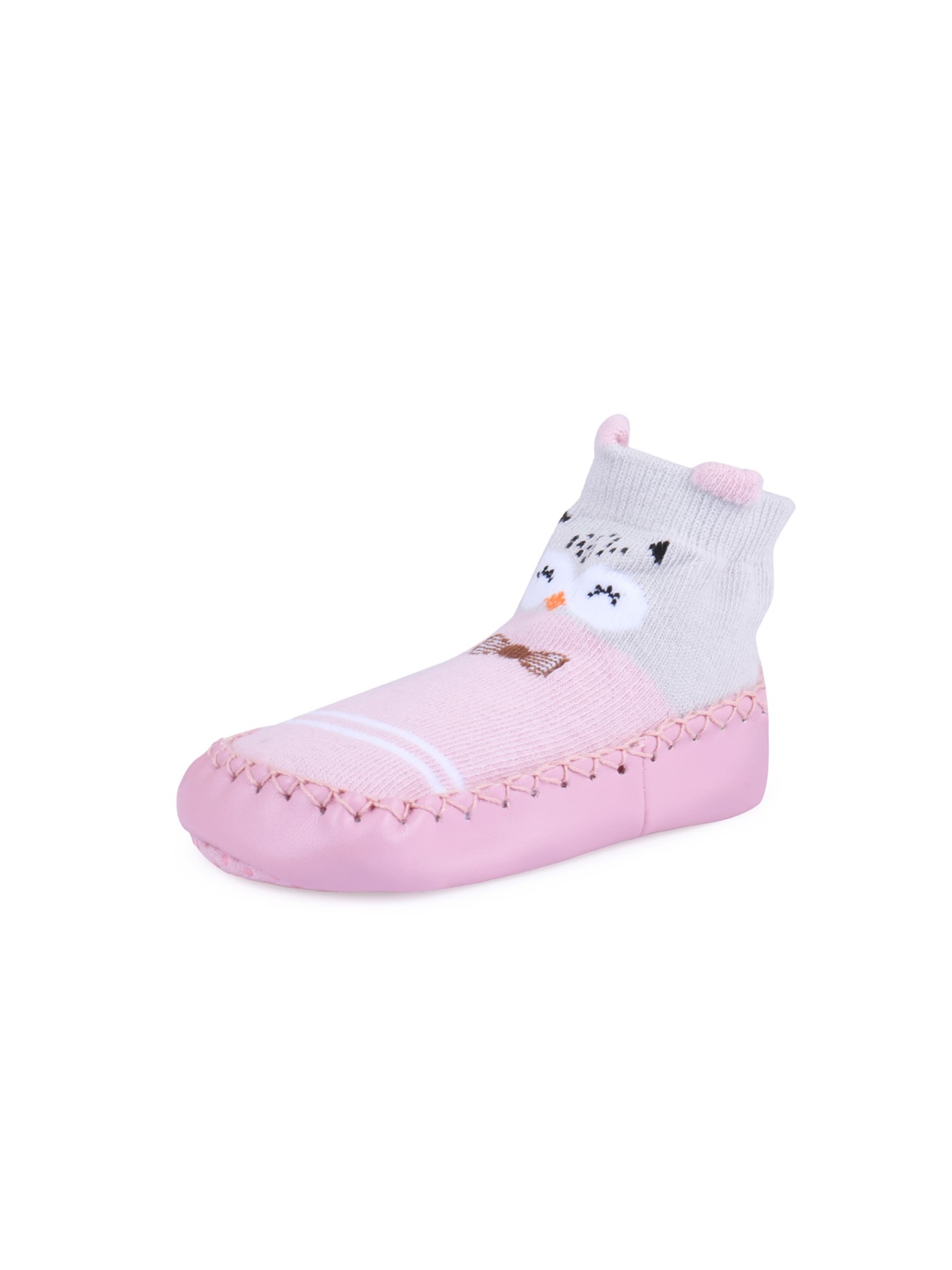 

Butterthief Infant Kids Pink & White Printed Cotton Booties