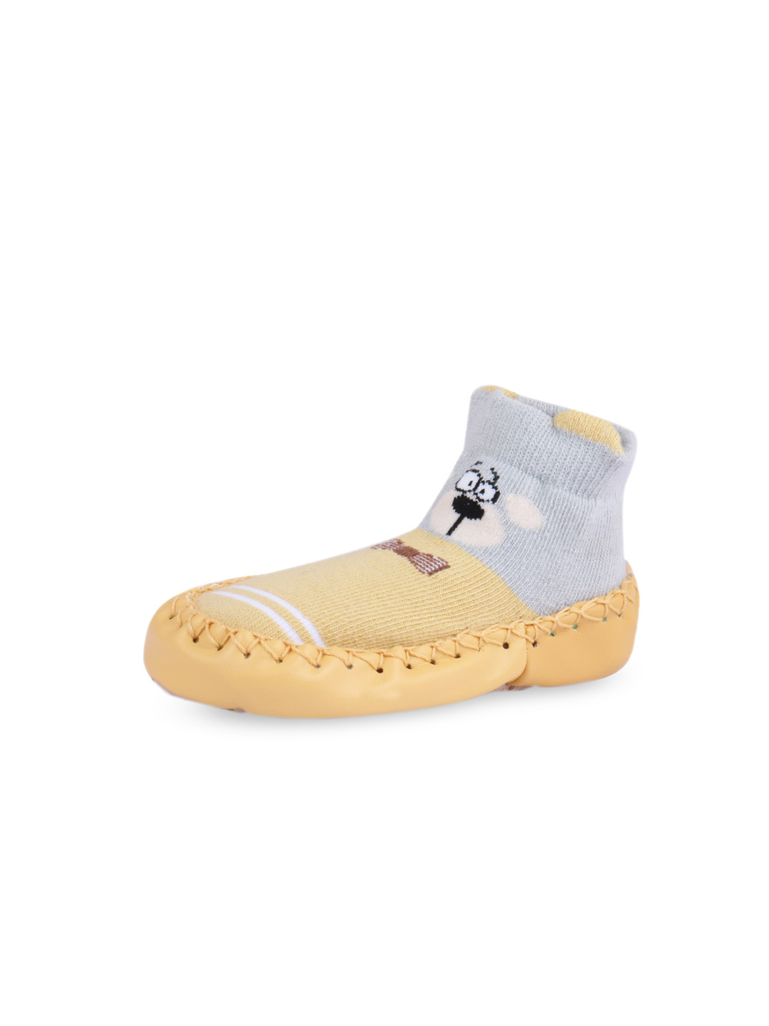 

Butterthief Kids Yellow & Grey Printed Cotton Booties