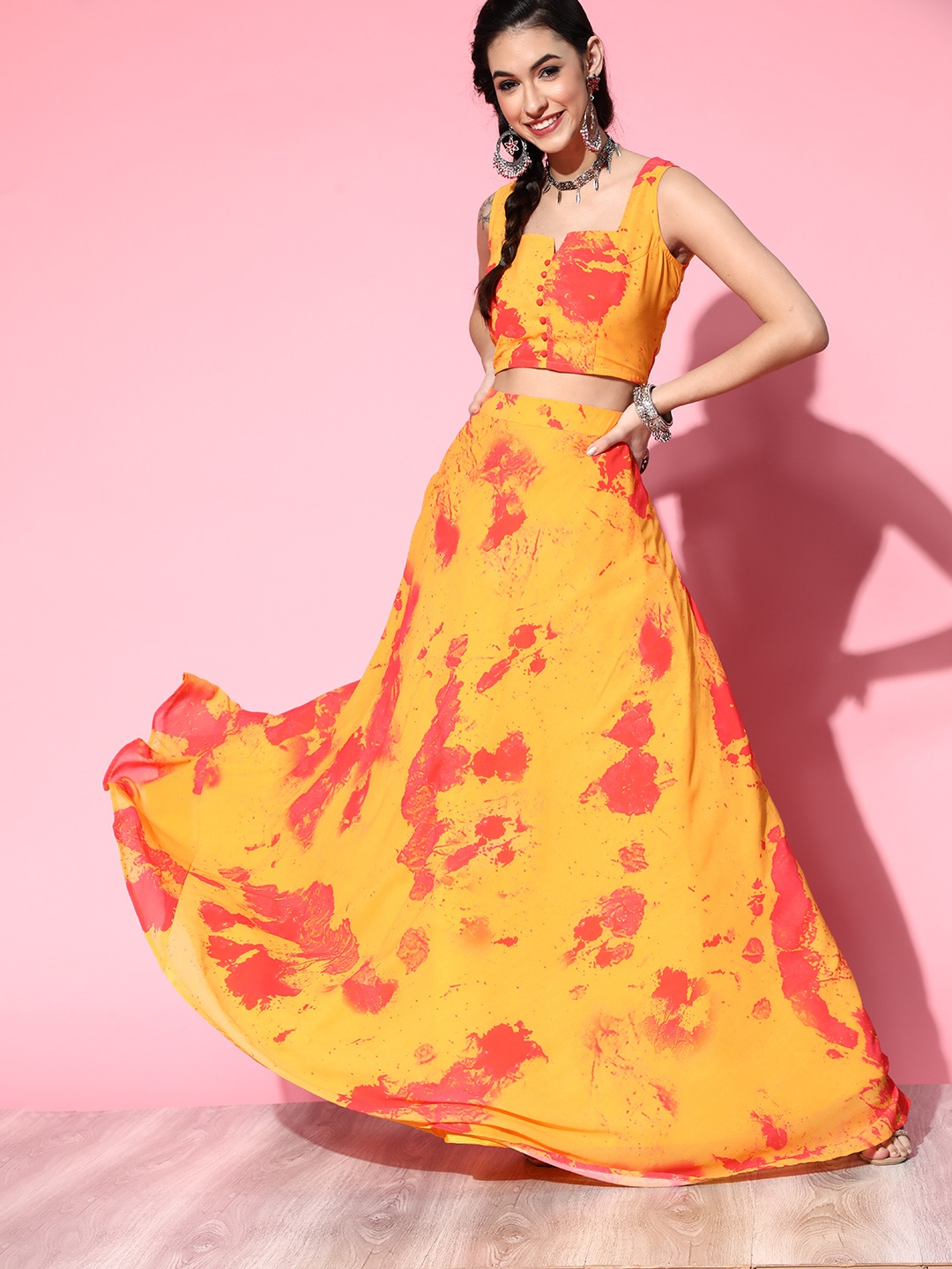 

Inddus Women Bright Yellow Printed Co-ord Set