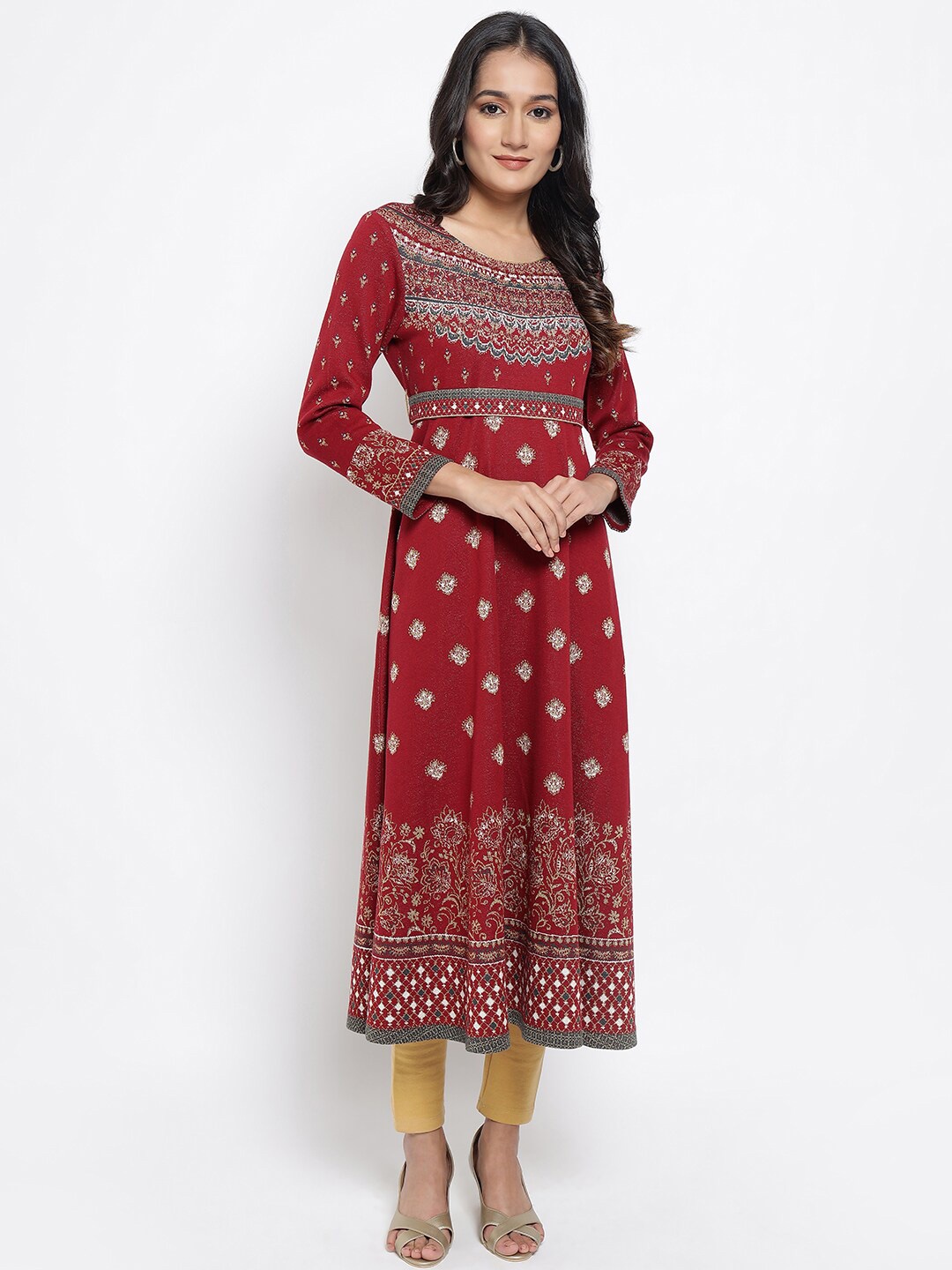 

AURELIA Women Maroon Ethnic Motifs Anarkali Kurta